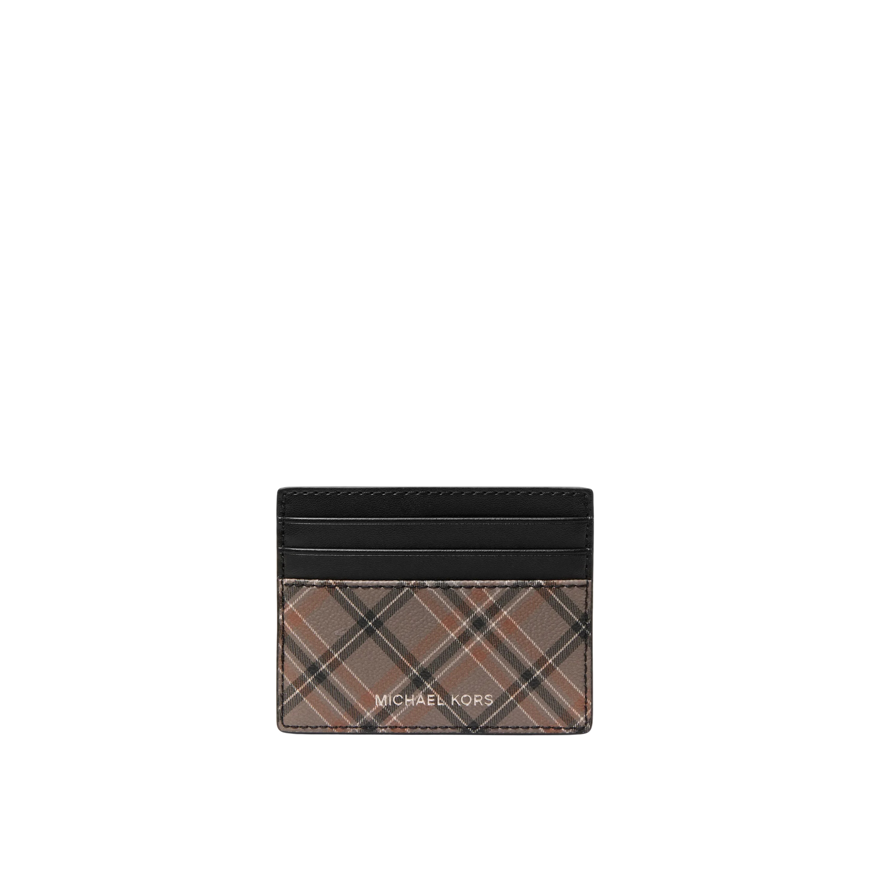 Michael Kors Men Cooper Plaid Card Case - Mushroom