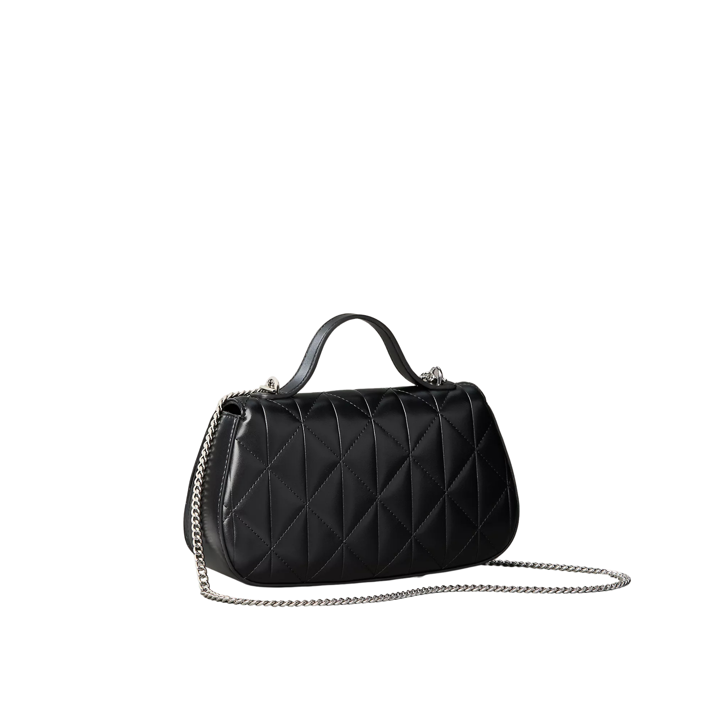 Calvin Klein Women Quilted Emblem Logo Handle Chain Bag - Black