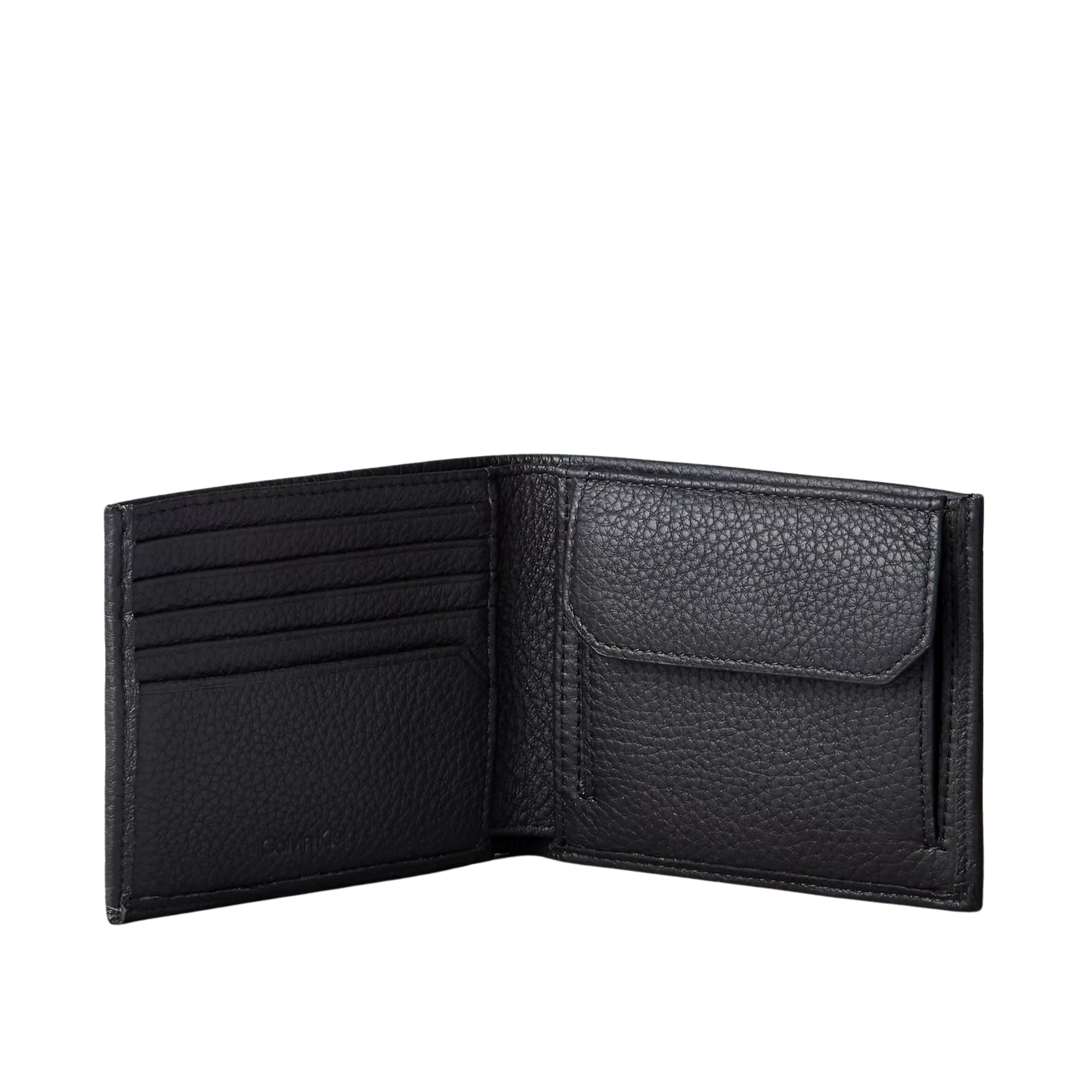 Calvin Klein Men Pebble Grain Leather Bifold Wallet with Coin Pouch - Black