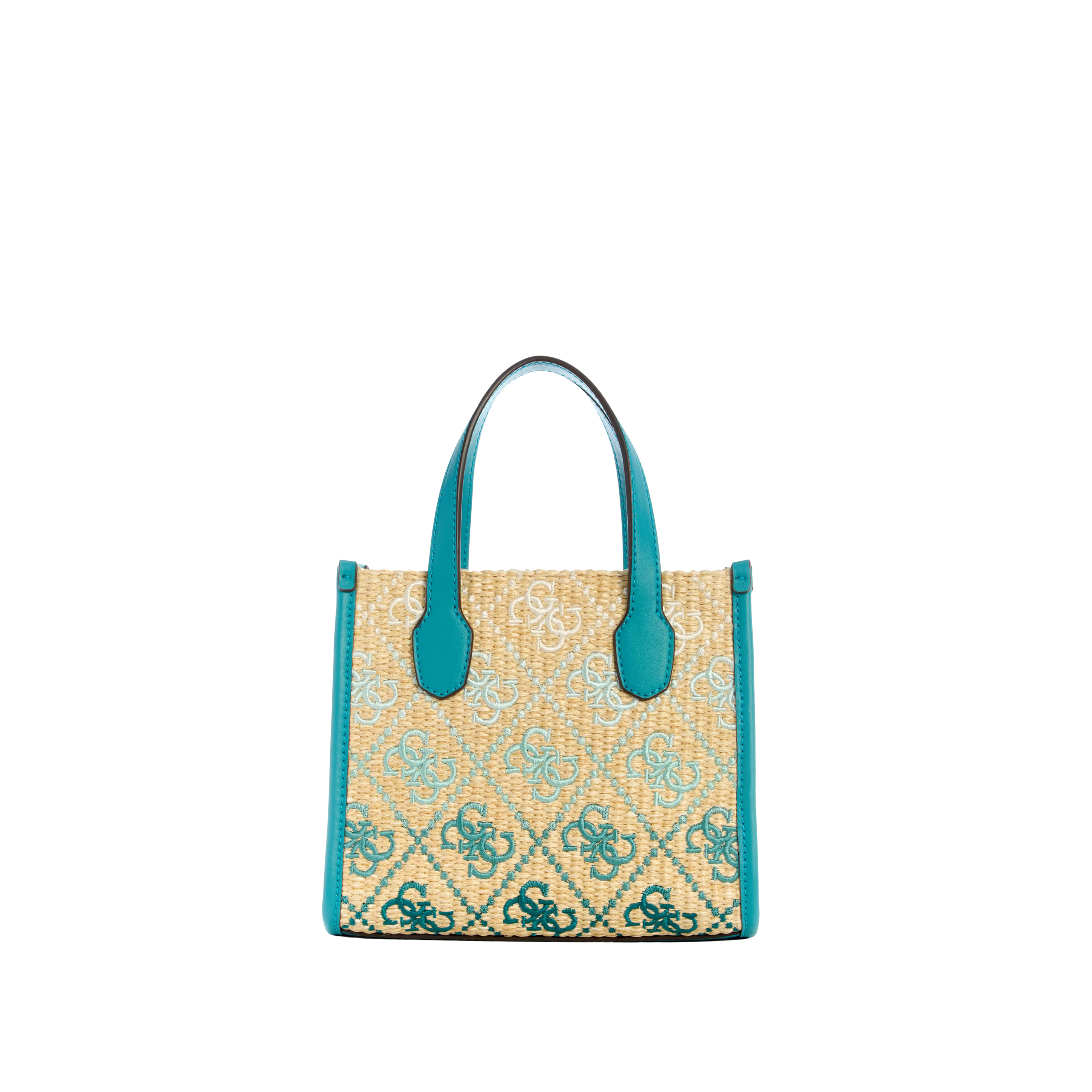 Guess Women Silvana Raffia Mini Tote - Teal Logo
