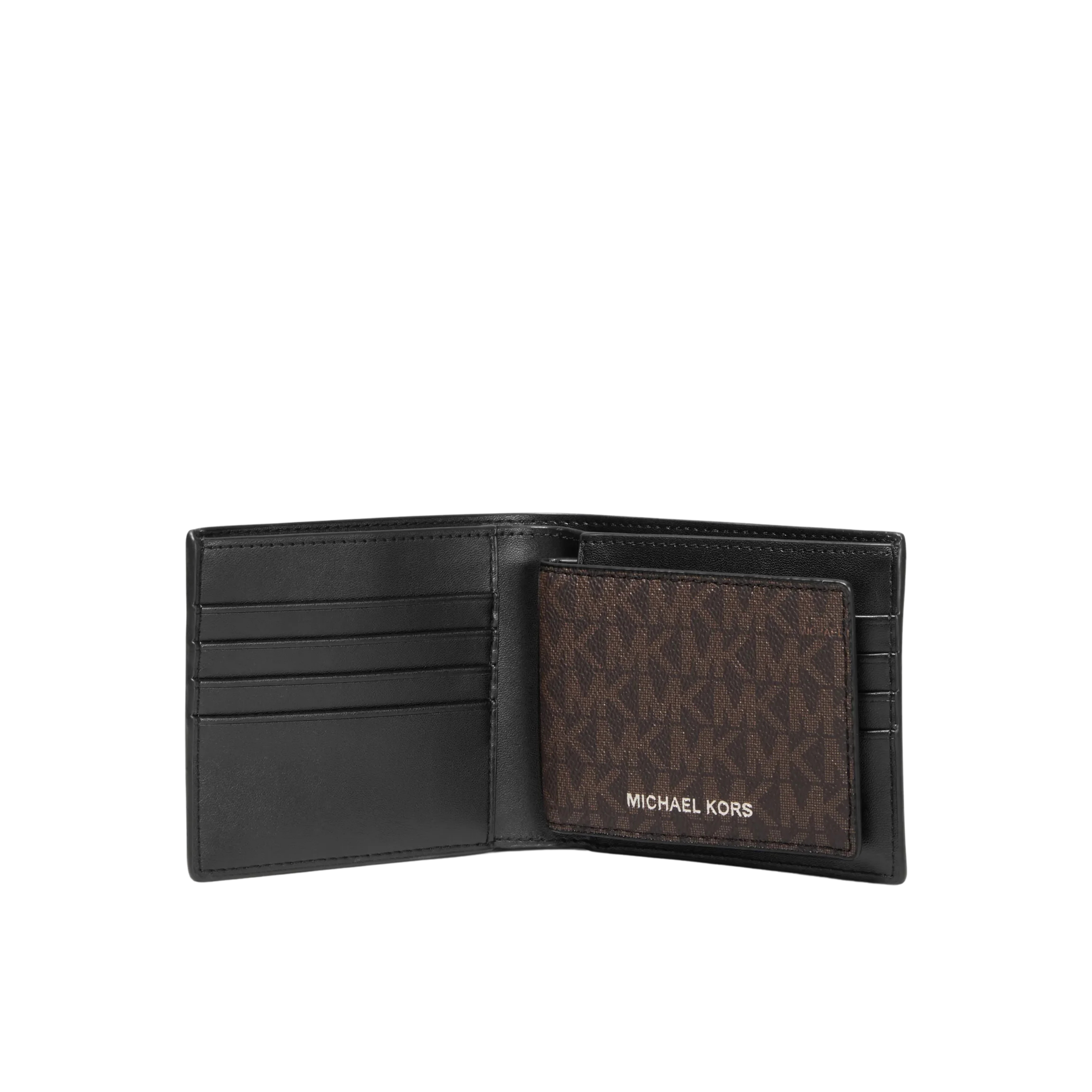 Michael Kors Men Cooper Logo Billfold Wallet With Passcase - Brown Black