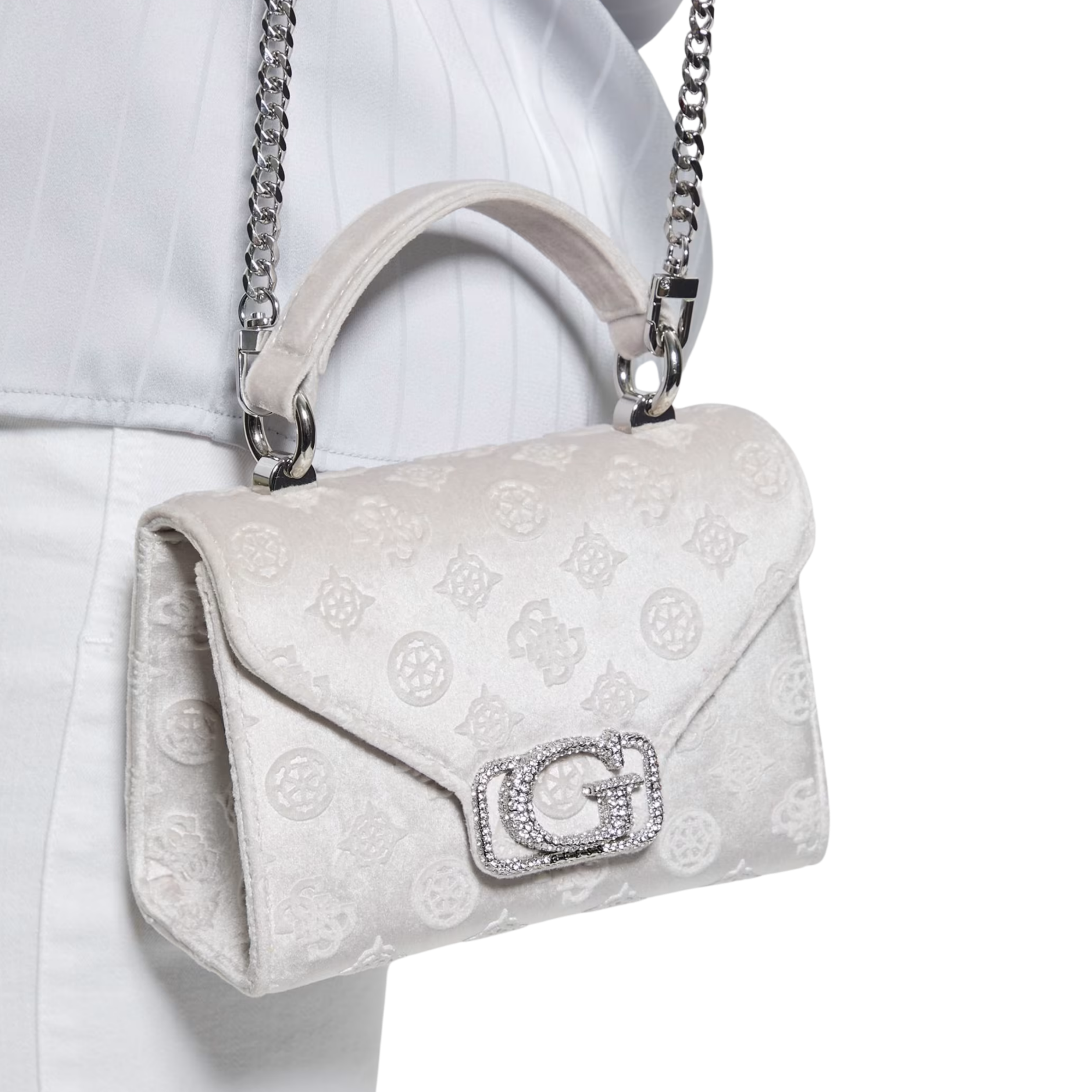 Guess Women Zalina Mini Top Handle Bag - Off White Logo