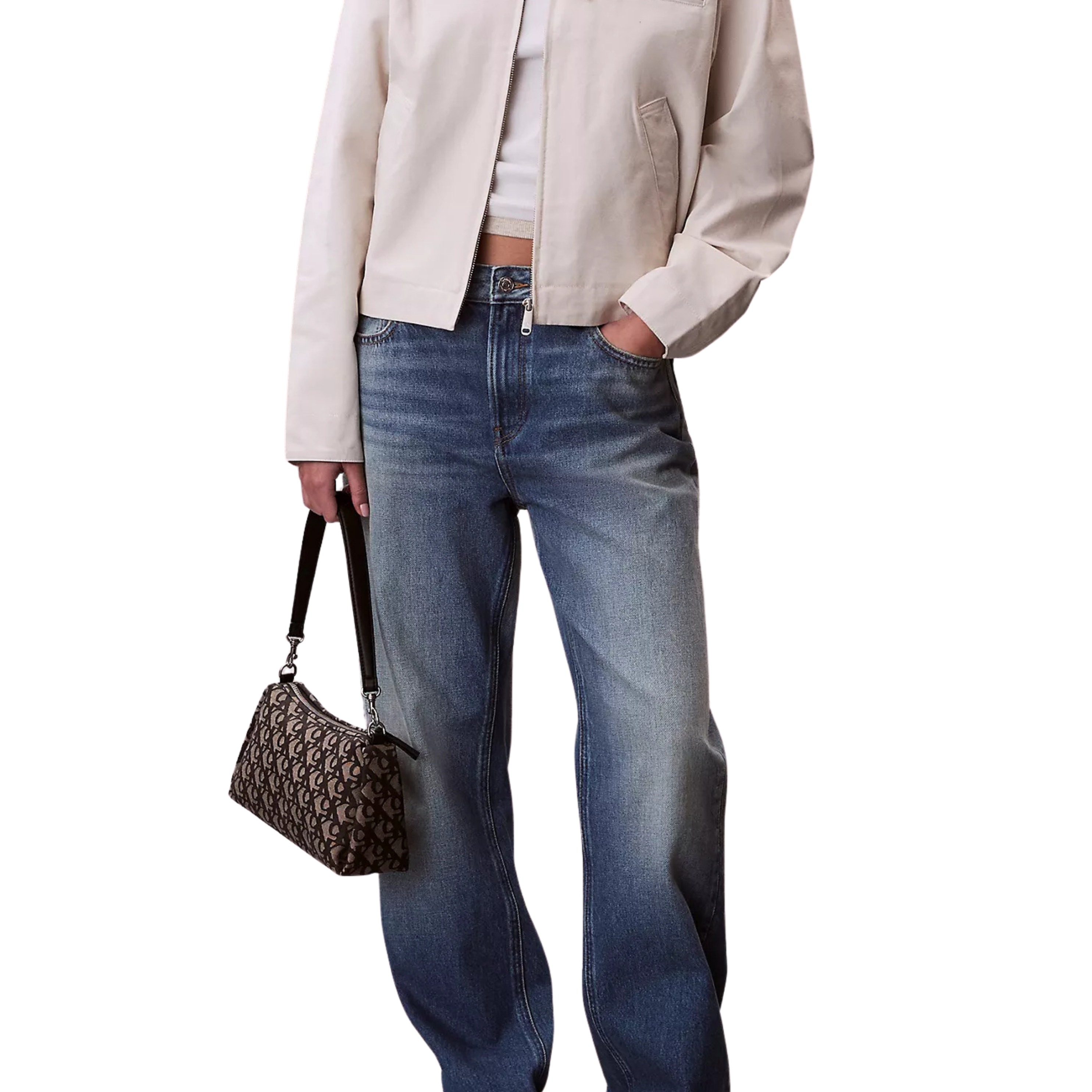 Calvin Klein Women Pleat Monogram Logo Shoulder Bag - Black Lotus Beige