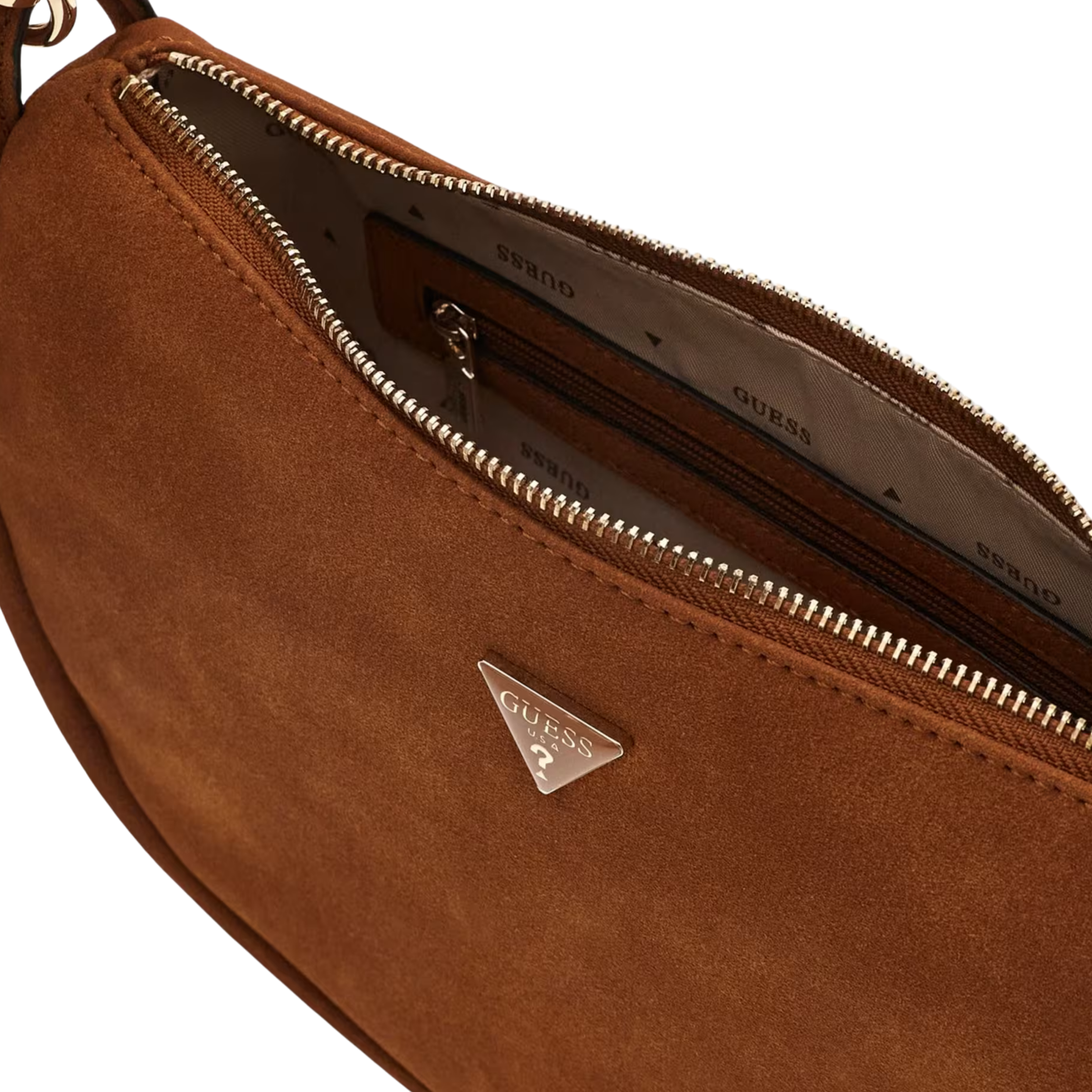 Guess Women Danya Suede Shoulder Bag - Cognac