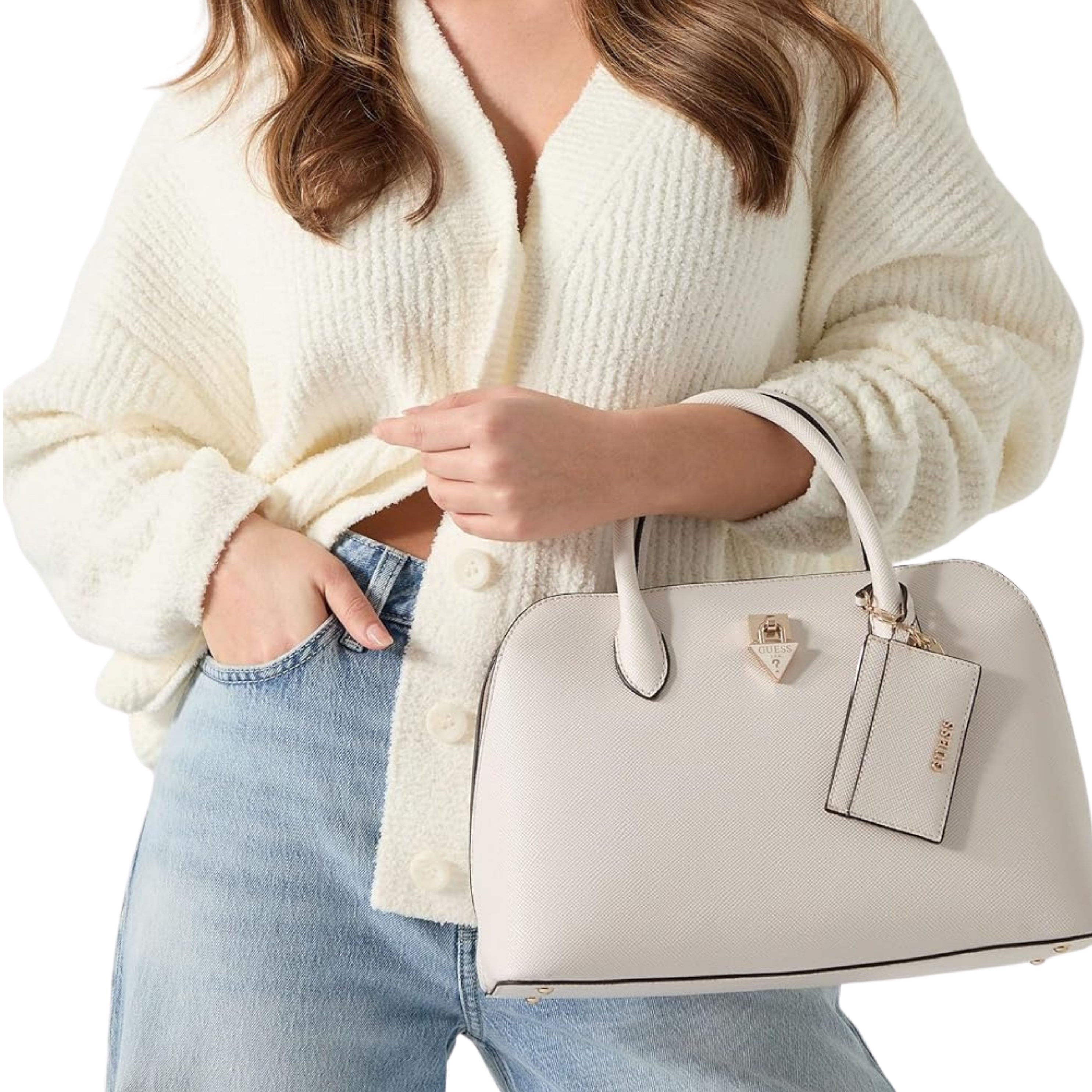 Guess Women Patsie Satchel - Off White