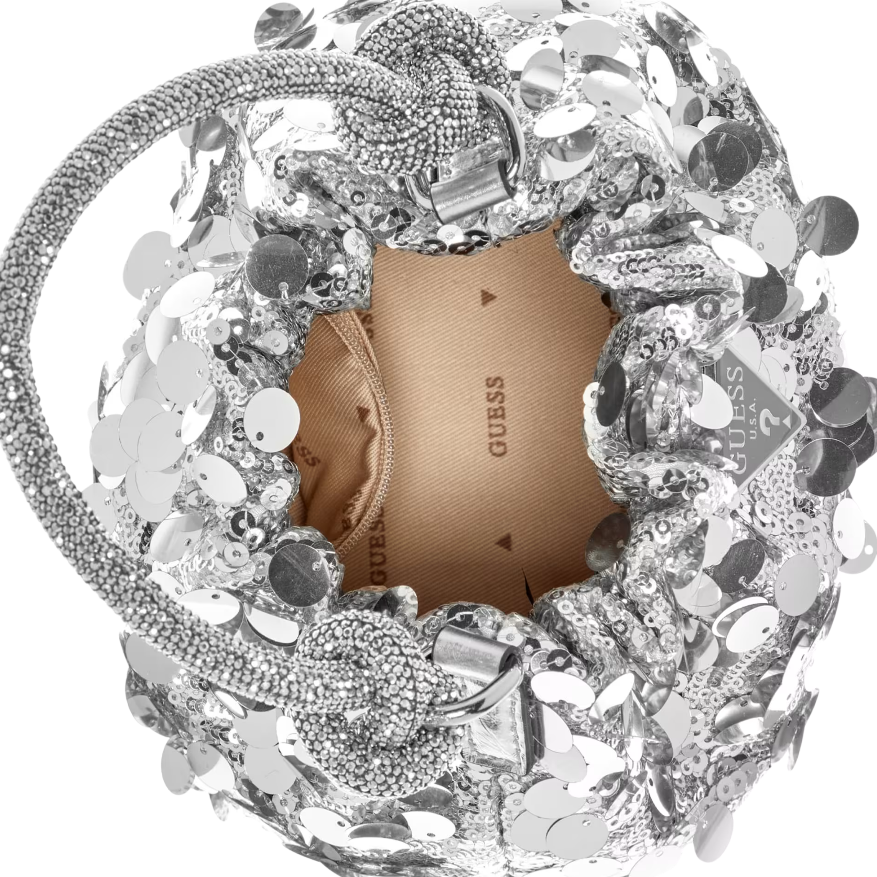 Guess Women Holiday Shine Top Handle Pouch - Silver
