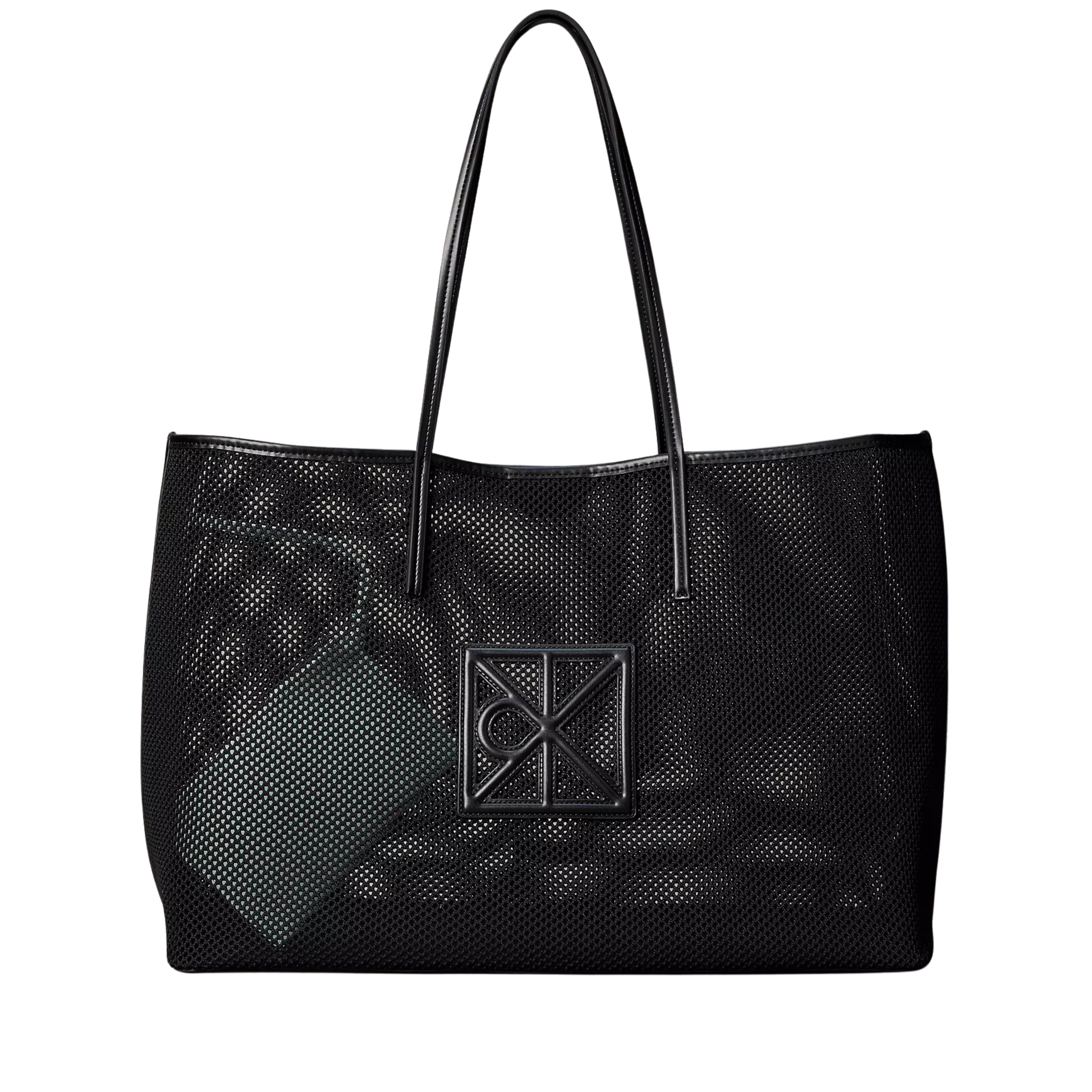 Calvin Klein Women Emblem Logo Mesh Large Tote Bag - Black