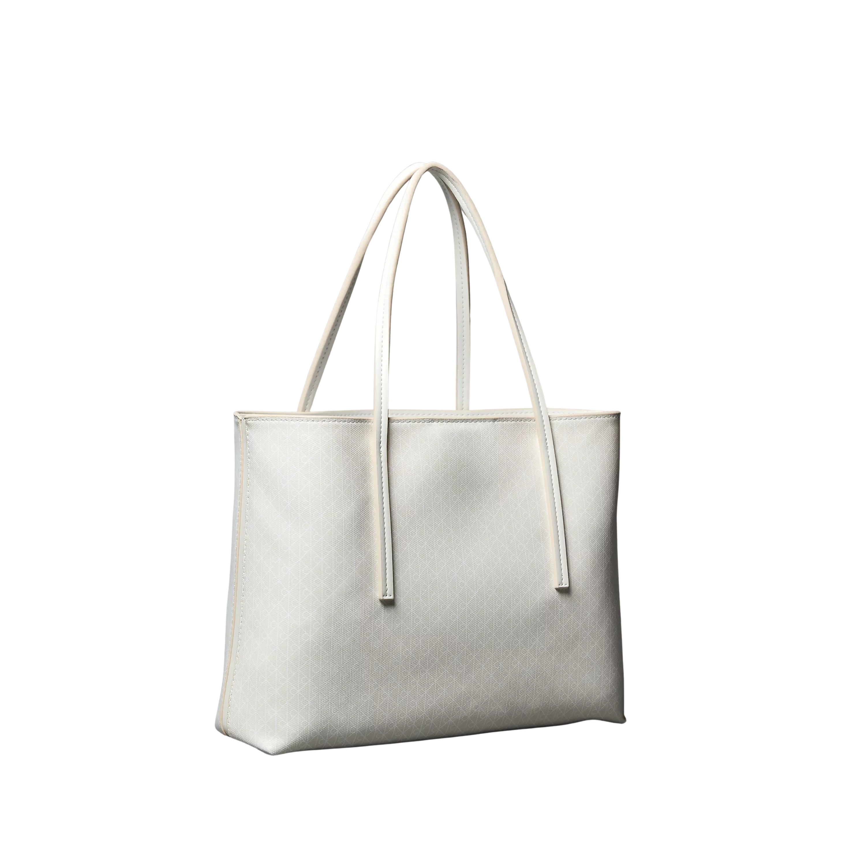 Calvin Klein Women Allover Emblem Logo Small Tote Bag With Pouch - Lily White Aop
