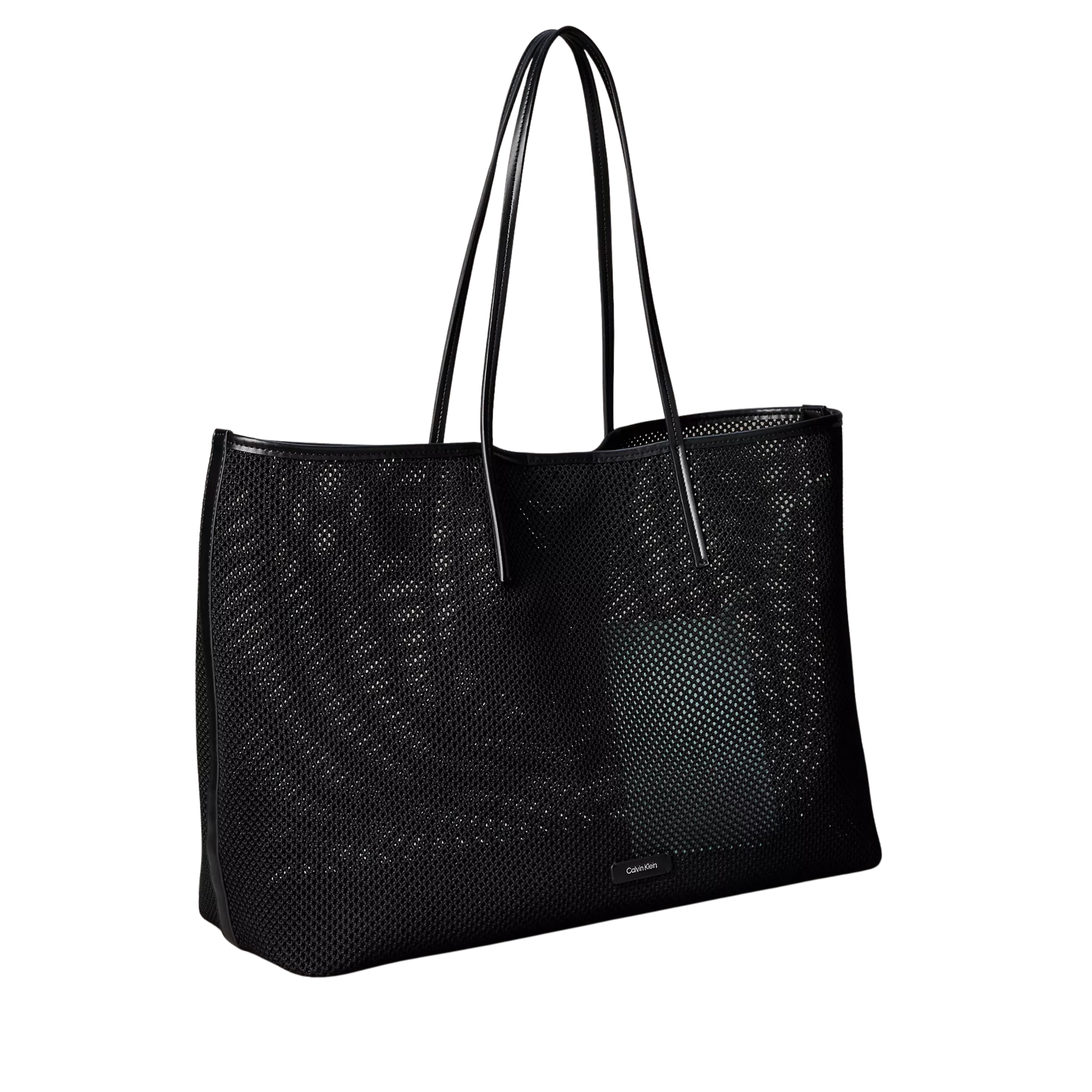 Calvin Klein Women Emblem Logo Mesh Large Tote Bag - Black