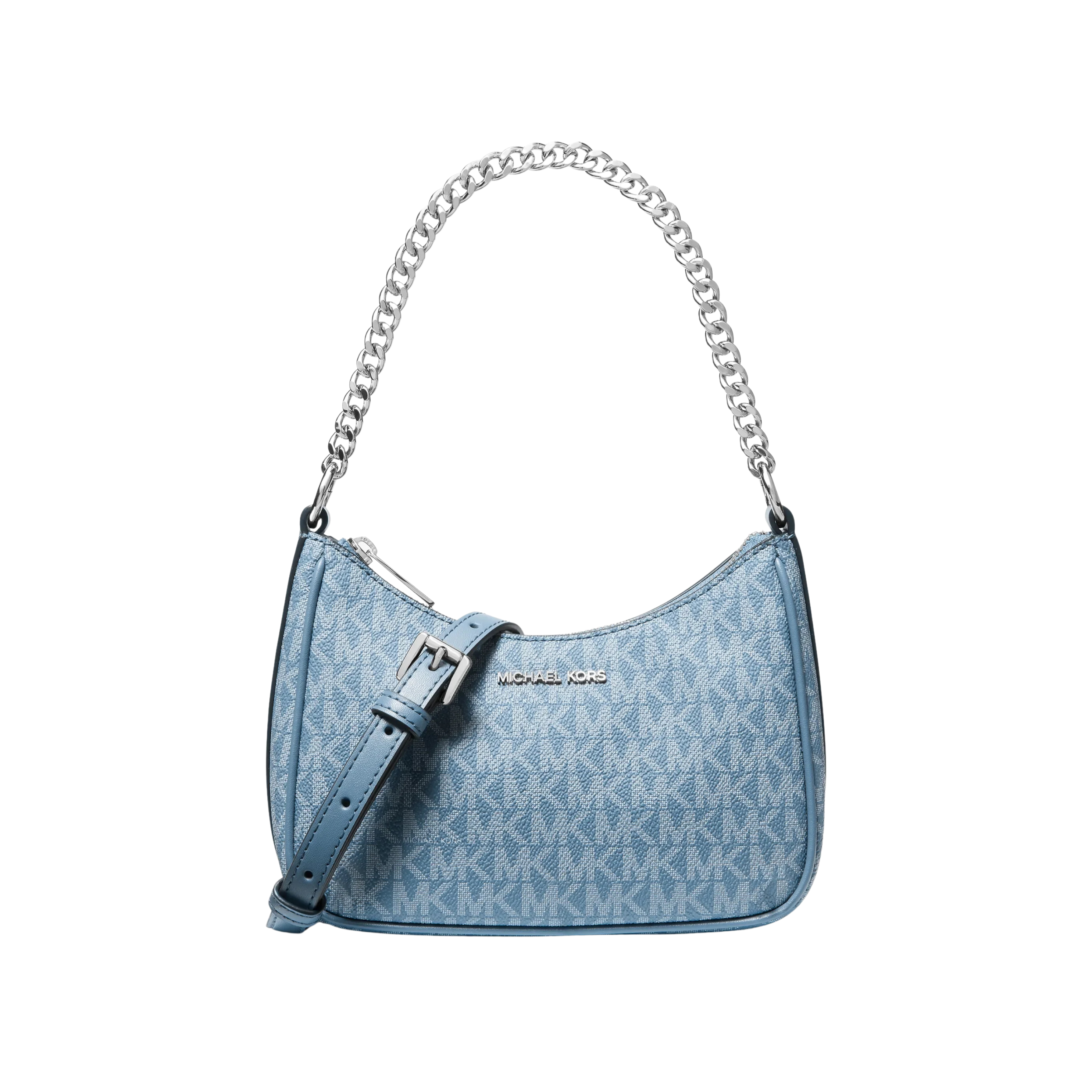 Michael Kors Women Jet Set Travel Small Signature Logo Convertible Pochette - Denim