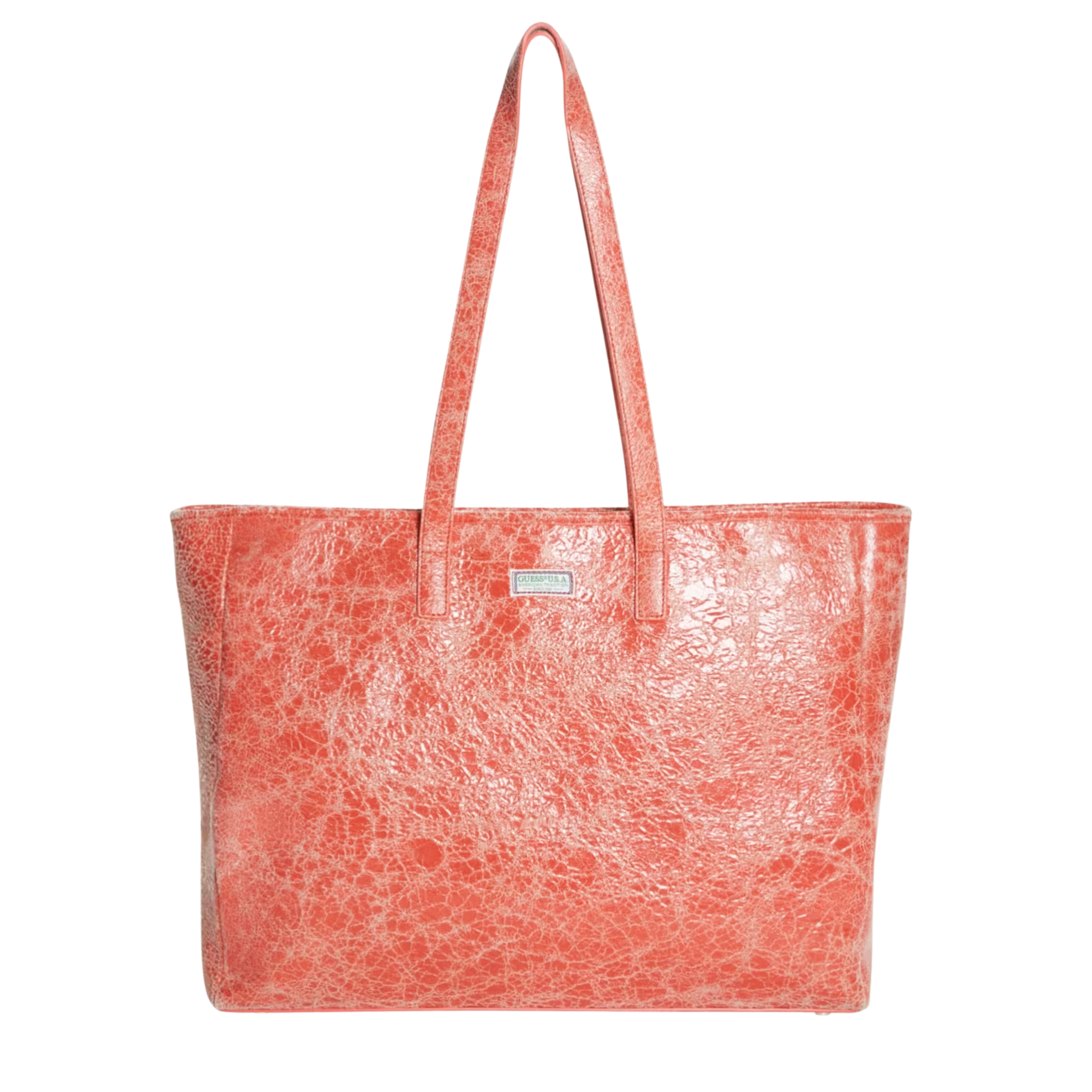 Guess Women Cracked Leather Serapia Tote - Iron Oxide Iox
