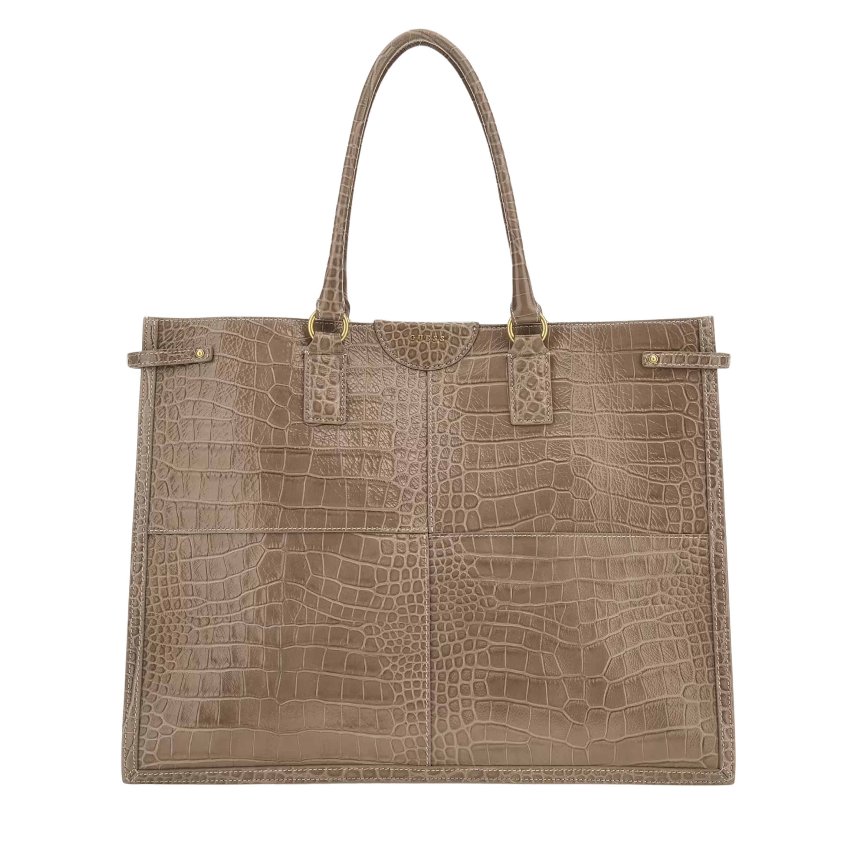Guess Women Isa Crocodile Embossed Leather Tote - Light Taupe