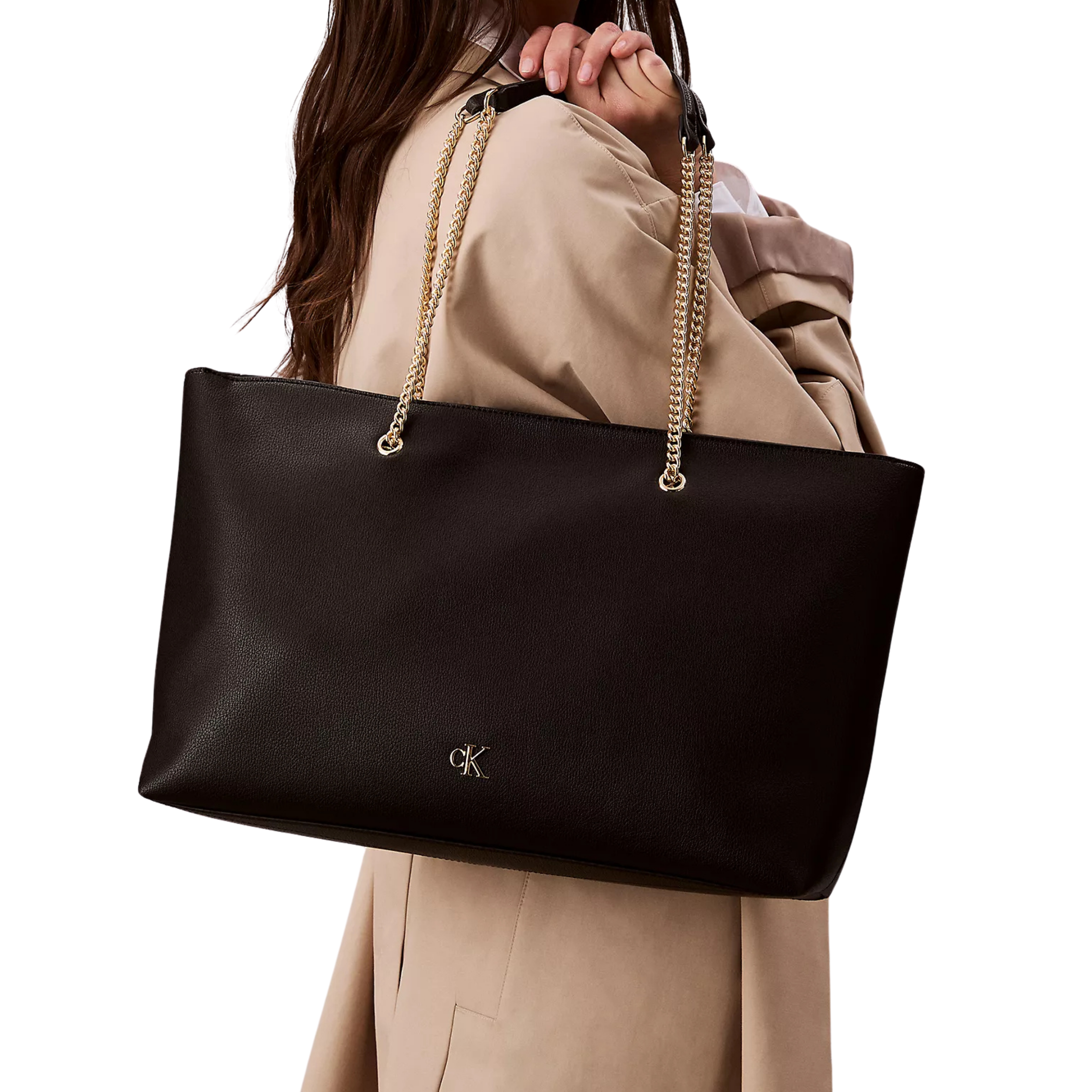 Calvin Klein Women Archive Hardware Chain Strap Tote Bag - Black
