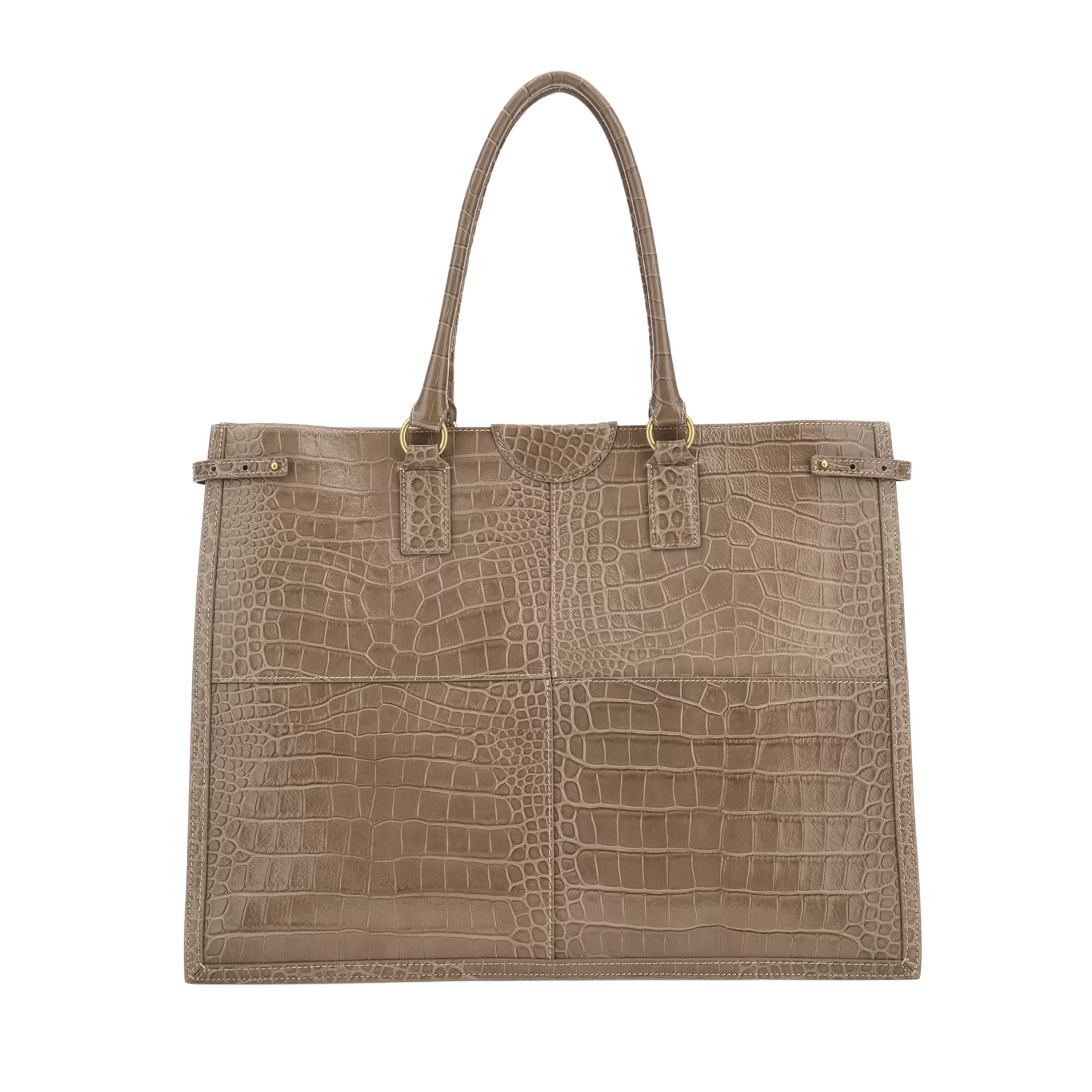 Guess Women Isa Crocodile Embossed Leather Tote - Light Taupe