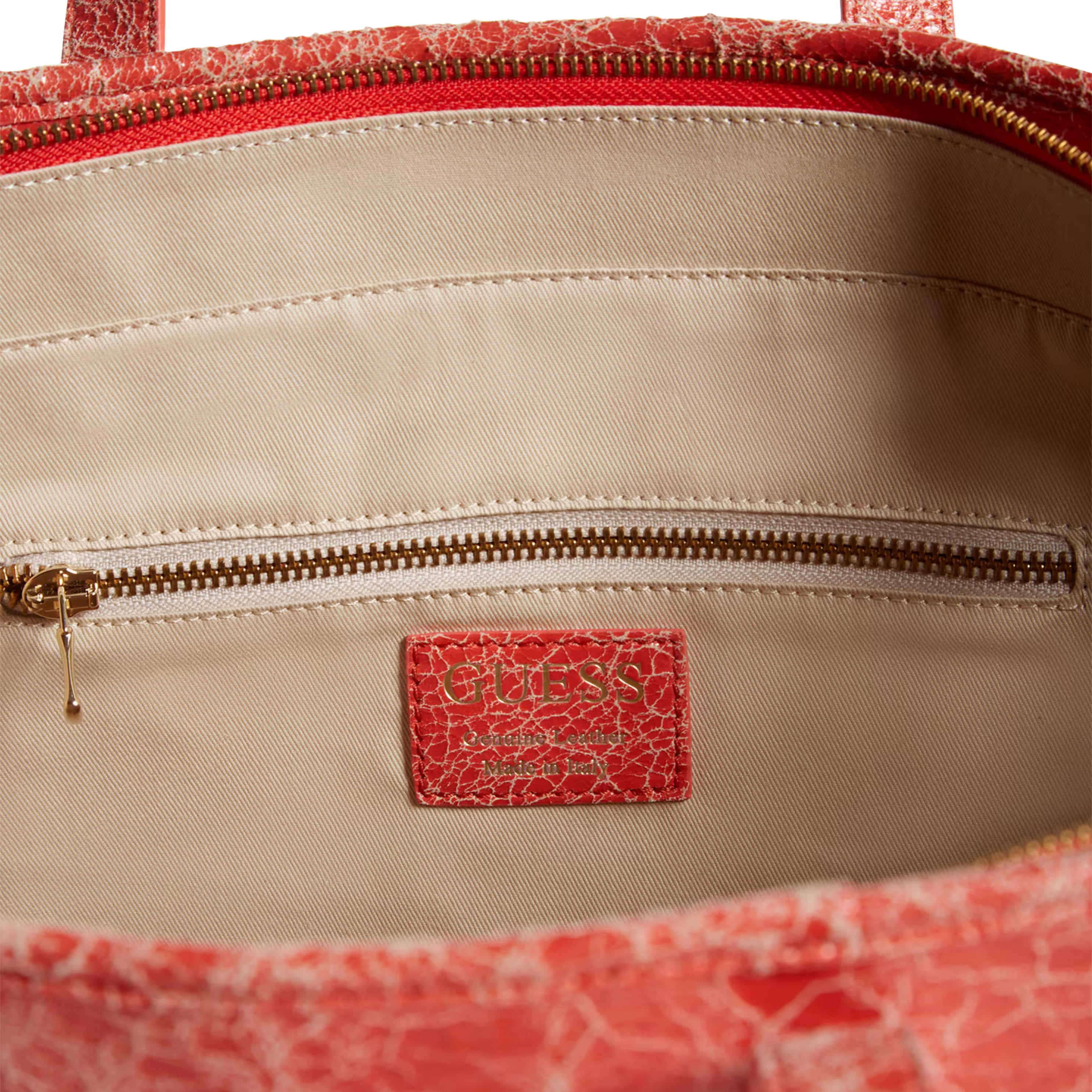 Guess Women Cracked Leather Serapia Tote - Iron Oxide Iox