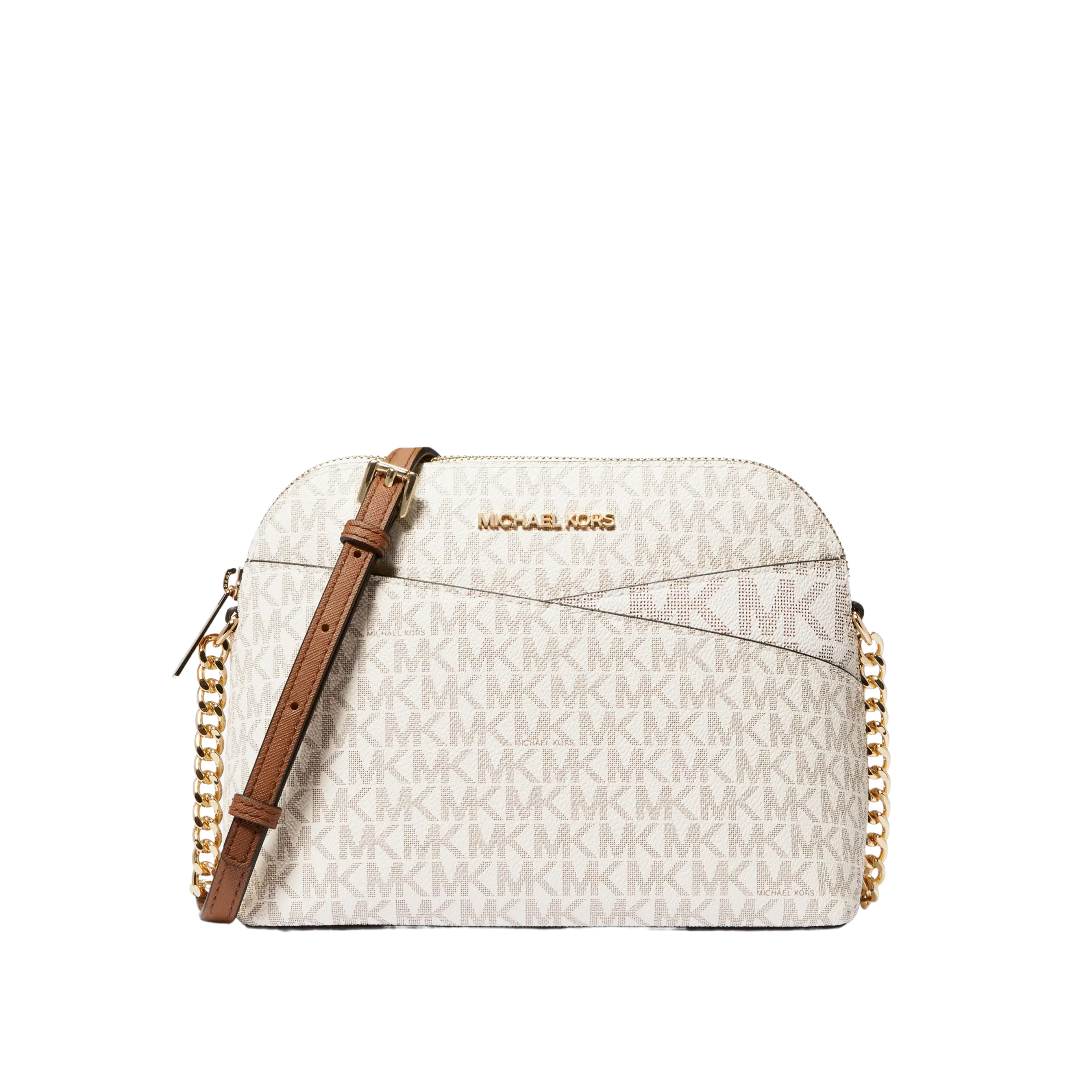 Michael Kors Women Jet Set Travel Medium Logo Dome Crossbody Bag - Vanilla
