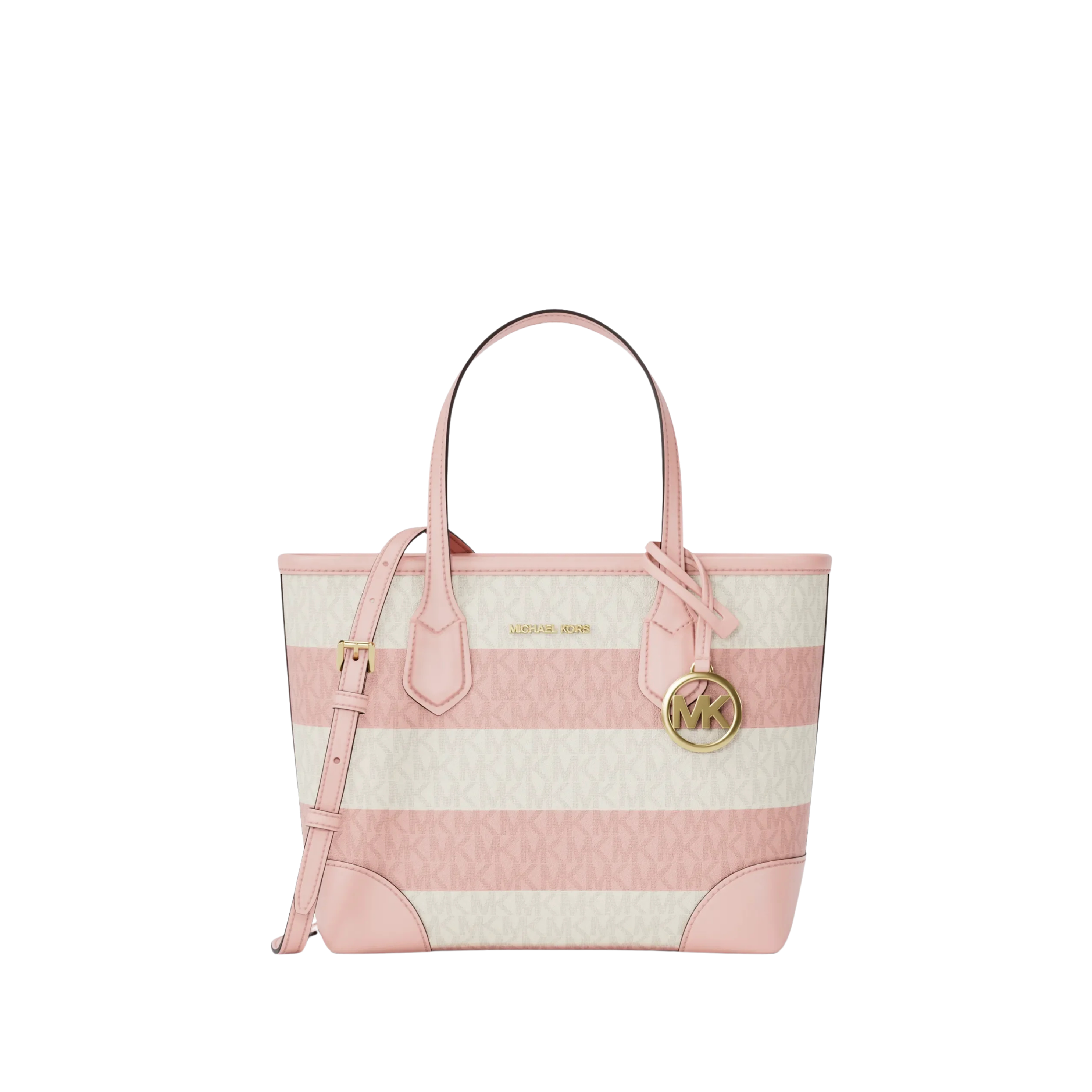 Michael Kors Women Eva Extra Small Striped Signature Logo Convertible Tote Bag - Powder Blush (Copia)