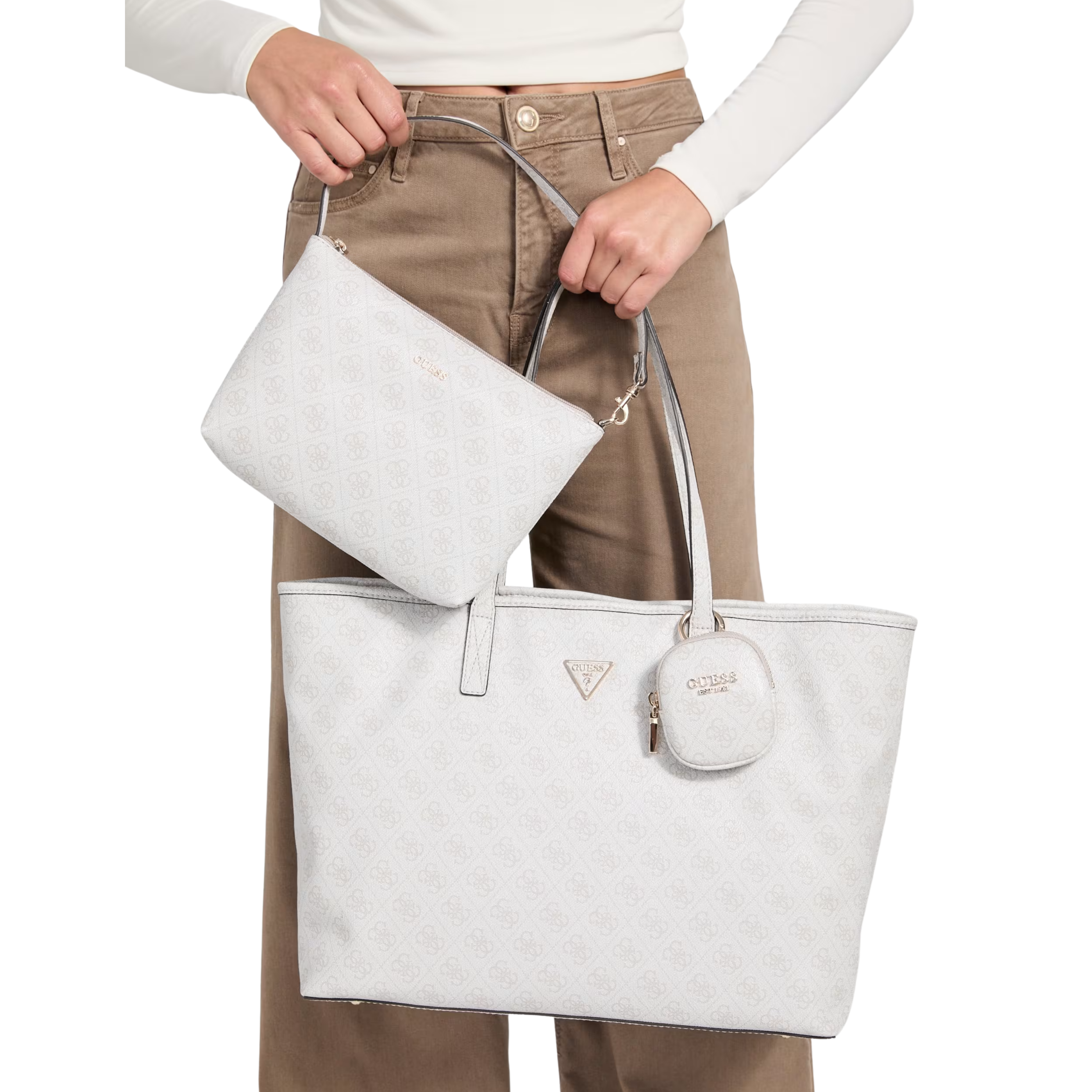 Guess Women Power Play II Quattro G Large Tech Tote - Dark Oak