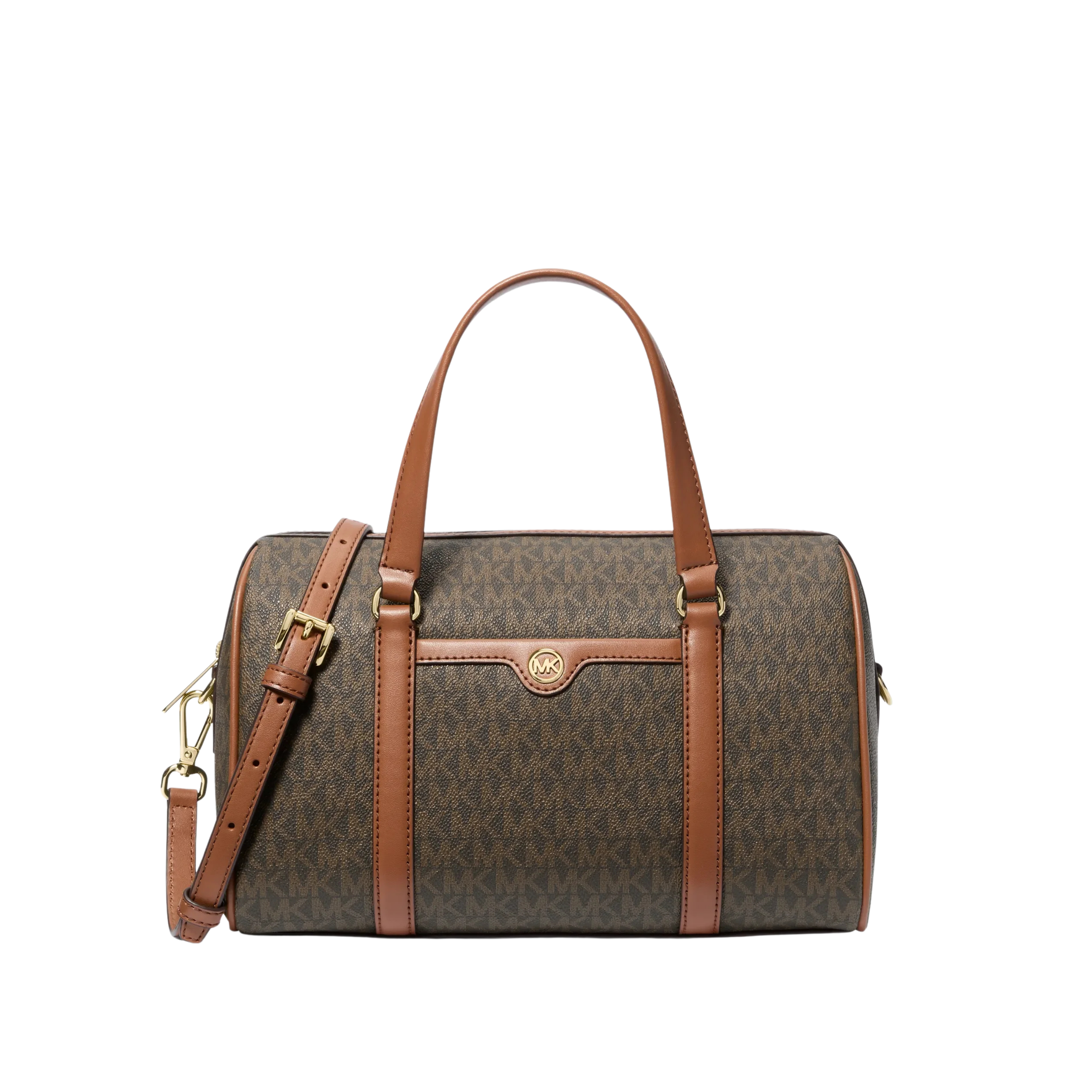 Michael Kors Women Jet Set Travel Medium Signature Logo Duffel Crossbody Bag - Brown