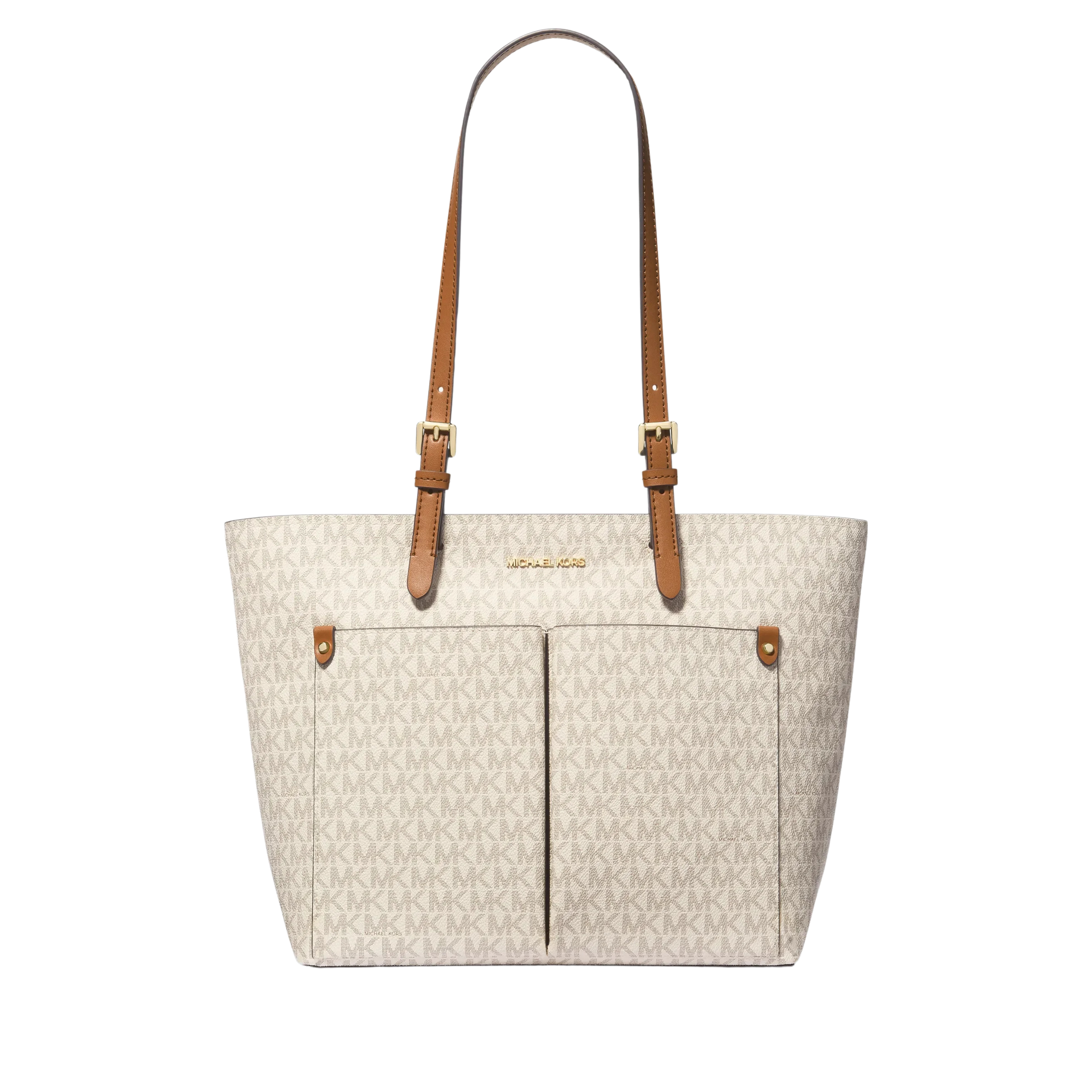 Michael Kors Women Jet Set Medium Logo Pocket Tote Bag - Vanilla