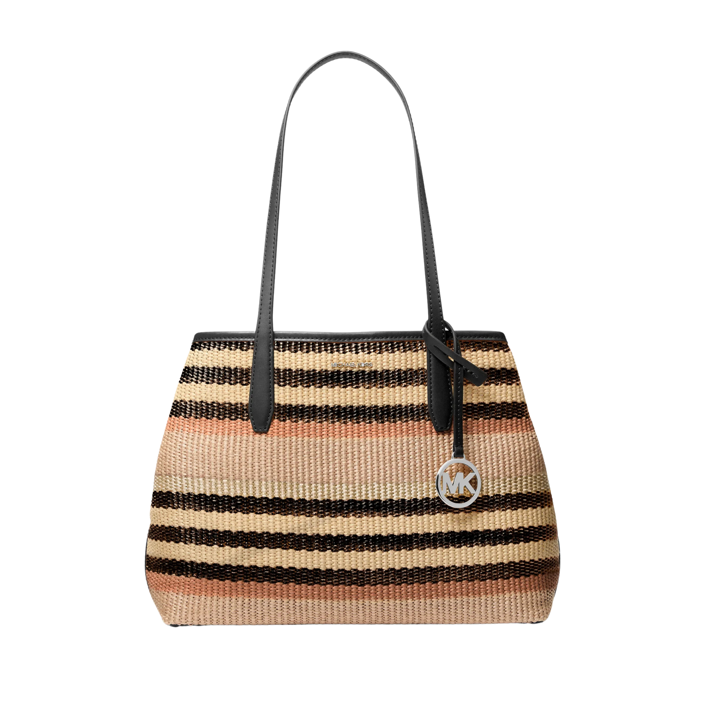 Michael Kors Women Avalon Medium Striped Woven Tote Bag - Black
