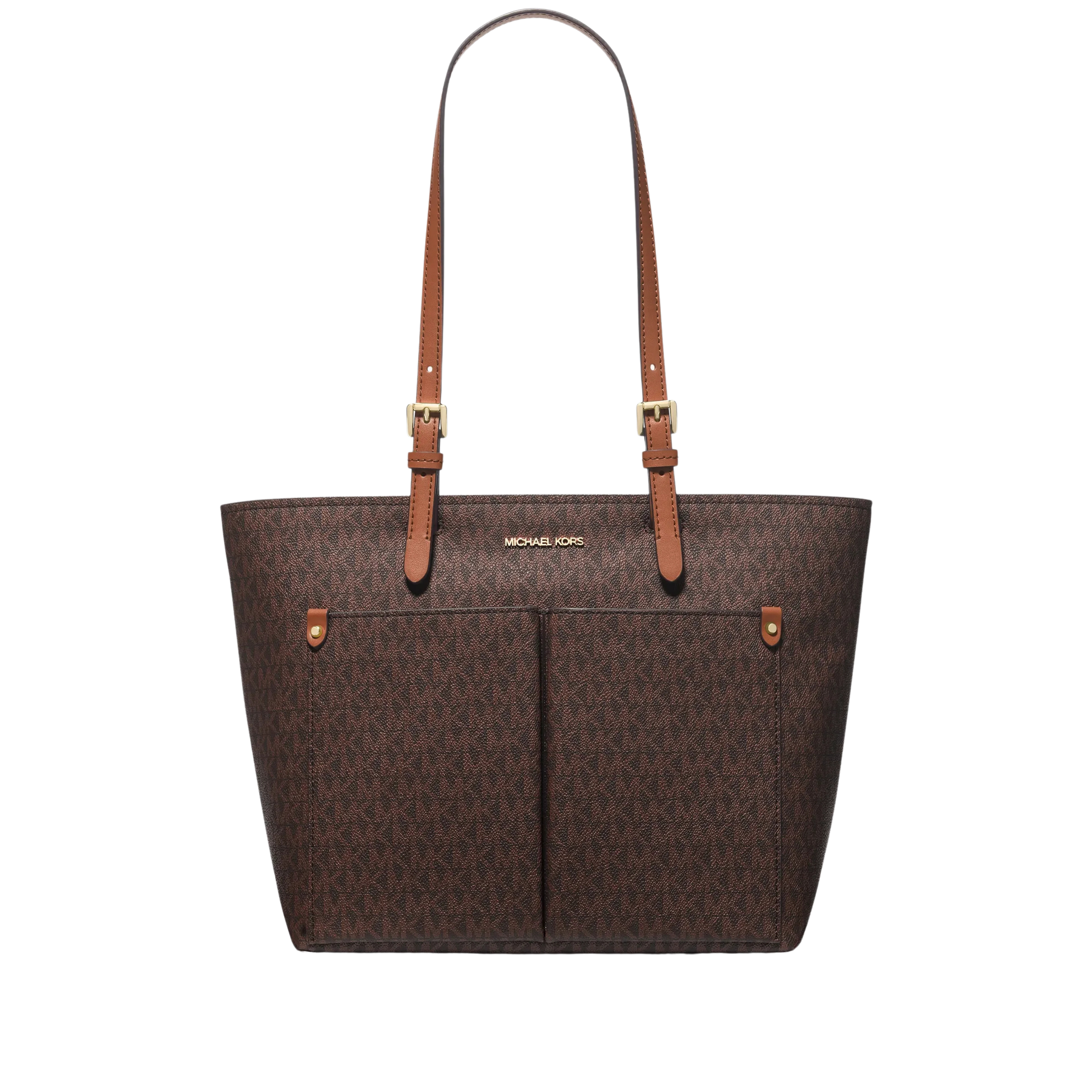 Michael Kors Women Jet Set Medium Logo Pocket Tote Bag - Brown