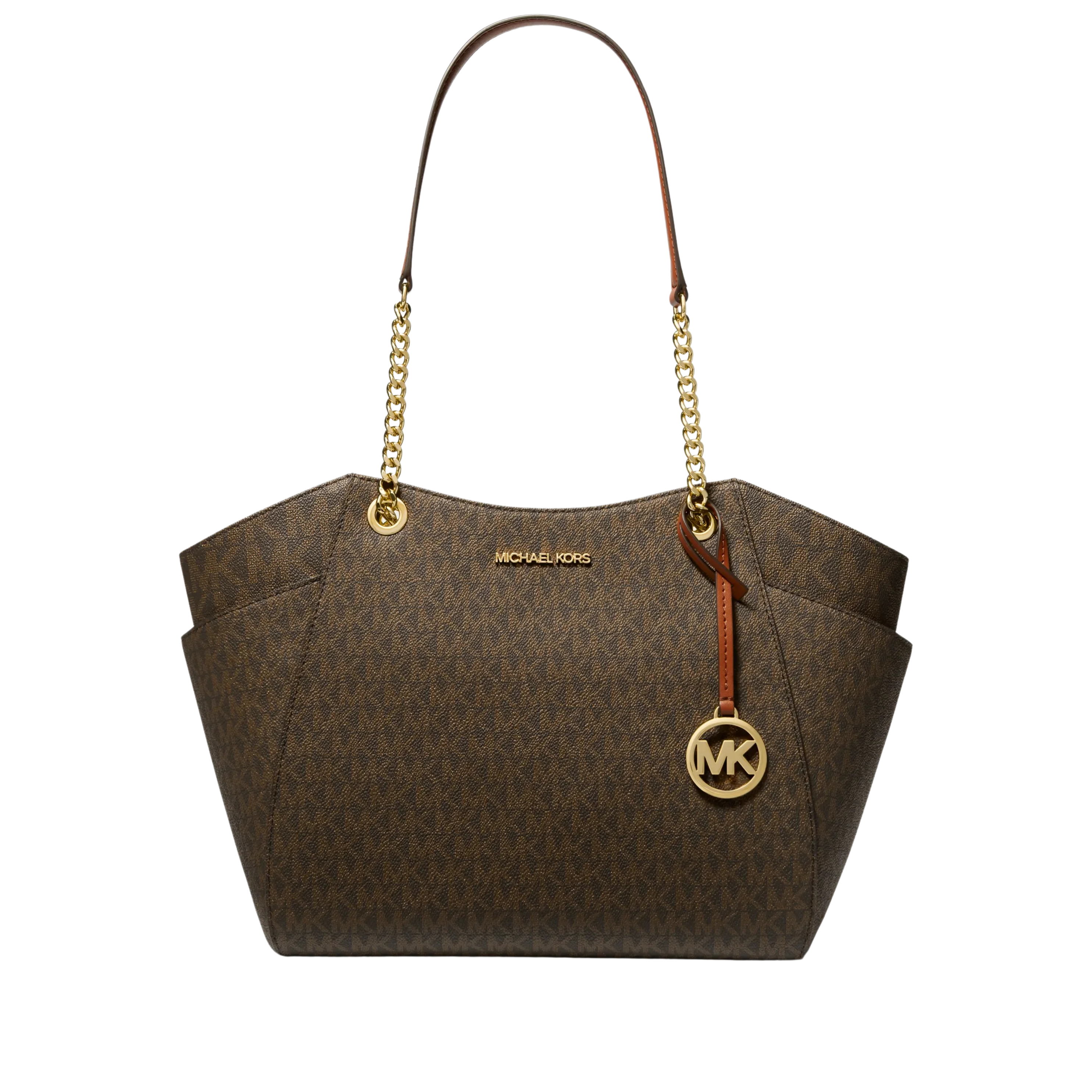 Michael Kors Women Jet Set Large Signature Logo Shoulder Bag - Brown