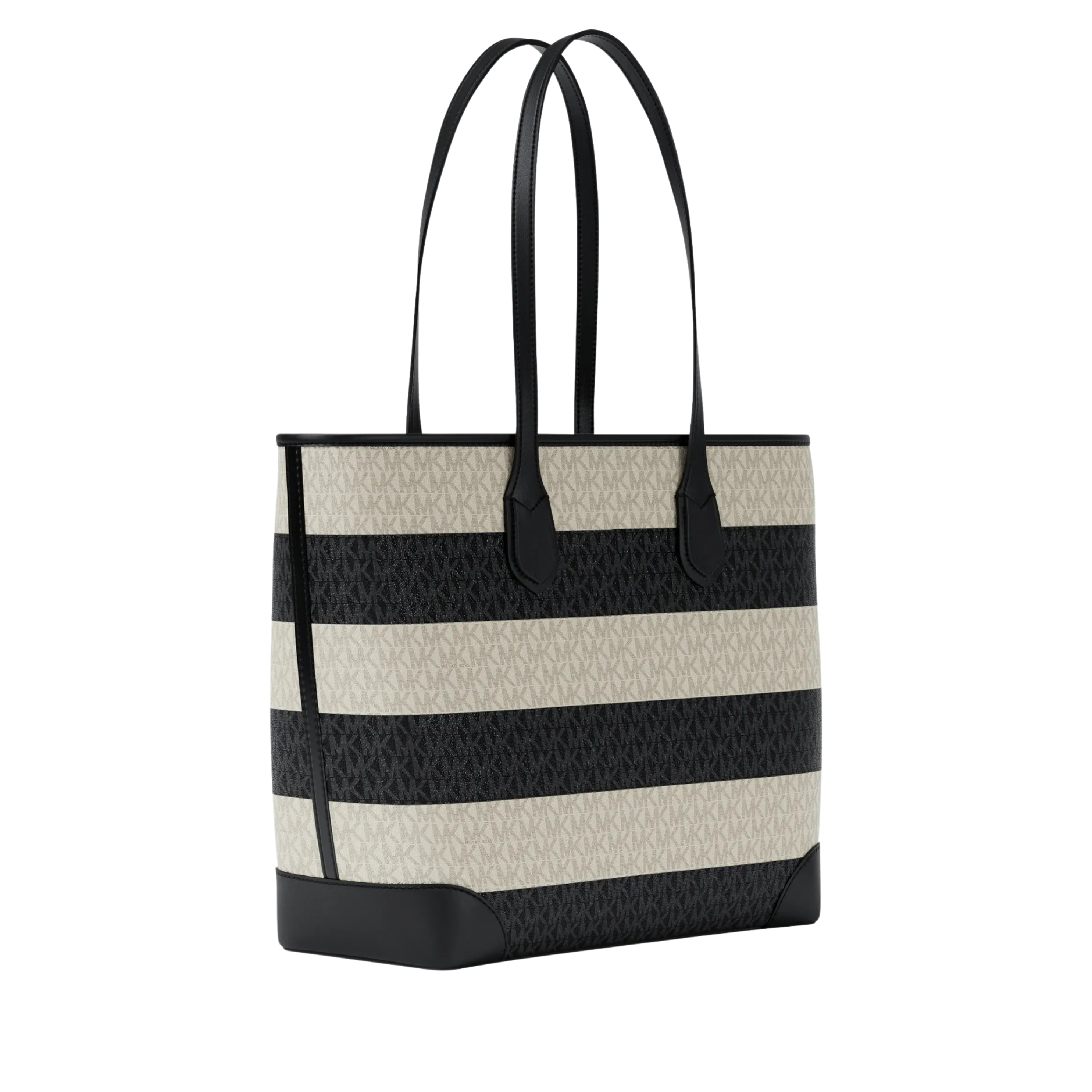 Michael Kors Women Eva Large Striped Signature Logo Tote Bag - Black