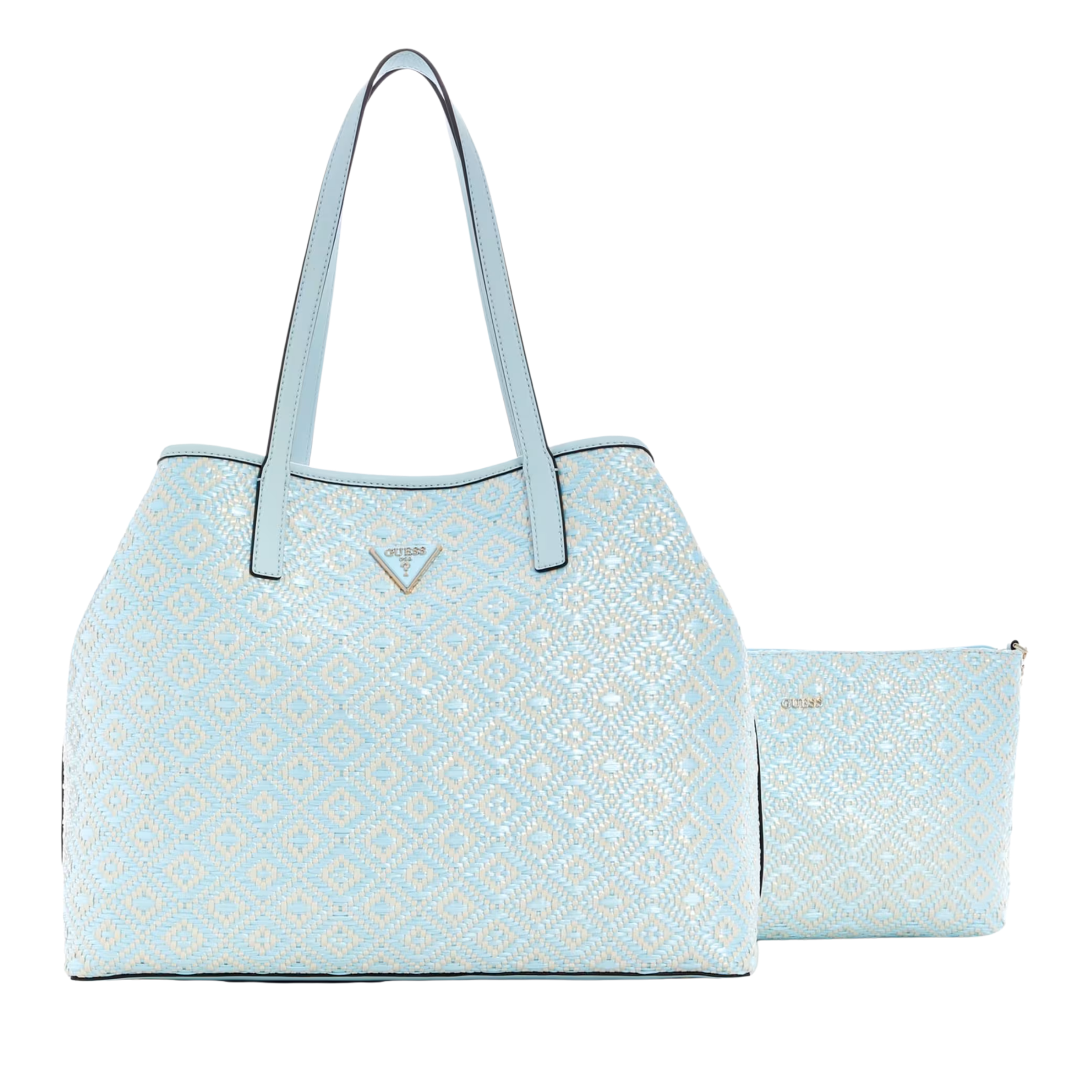 Guess Women Vikky Straw Tote Set - Aqua