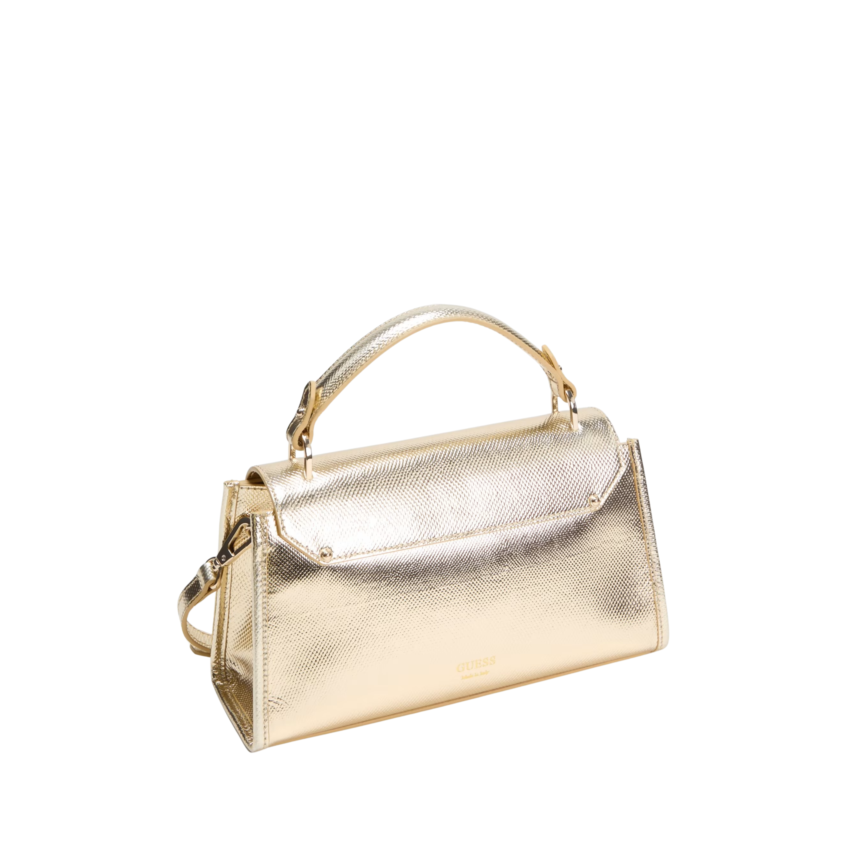 Guess Women Iris Metallic Leather Top Handle Bag - Gold