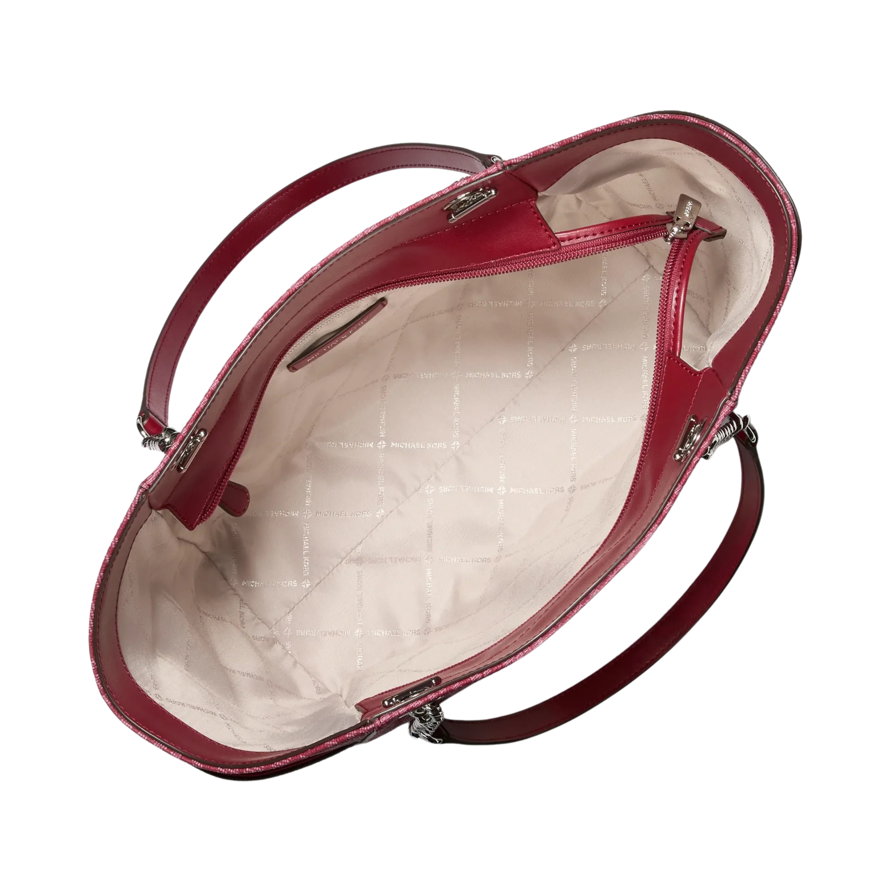 Michael Kors Women Jet Set Large Signature Logo Shoulder Bag - Maroon