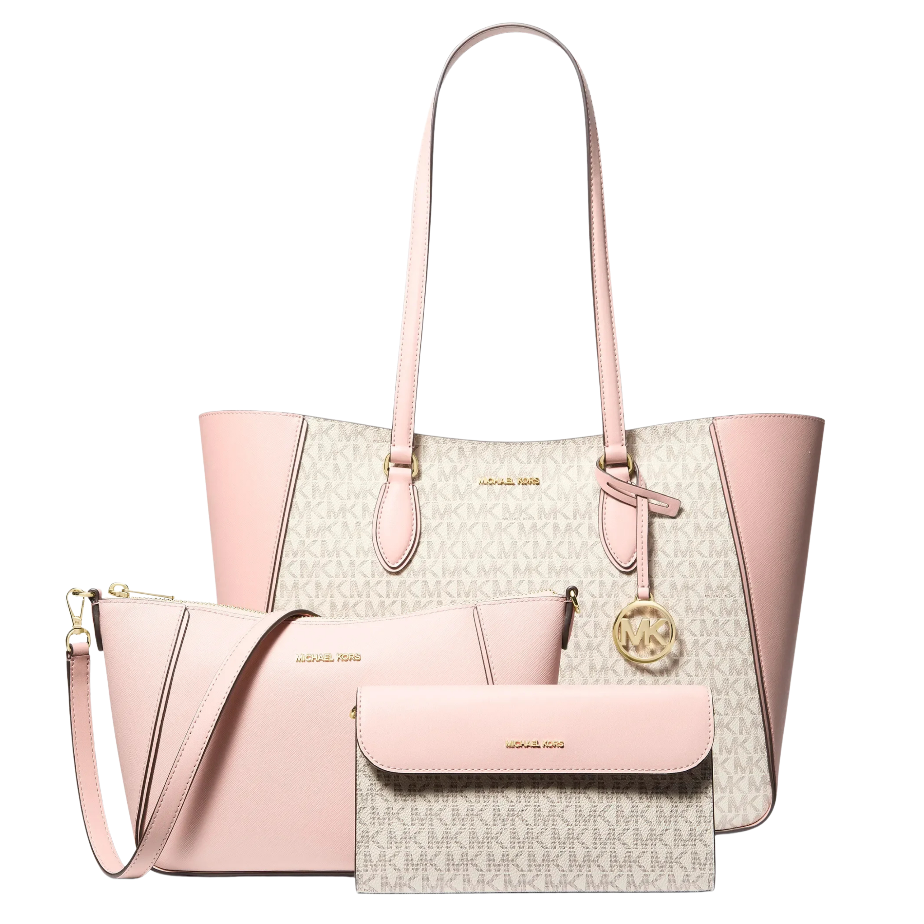 Michael Kors Women Jet Set Travel Large Signature Logo 3 In 1 Tote Bag - Pwd Blsh Mlt