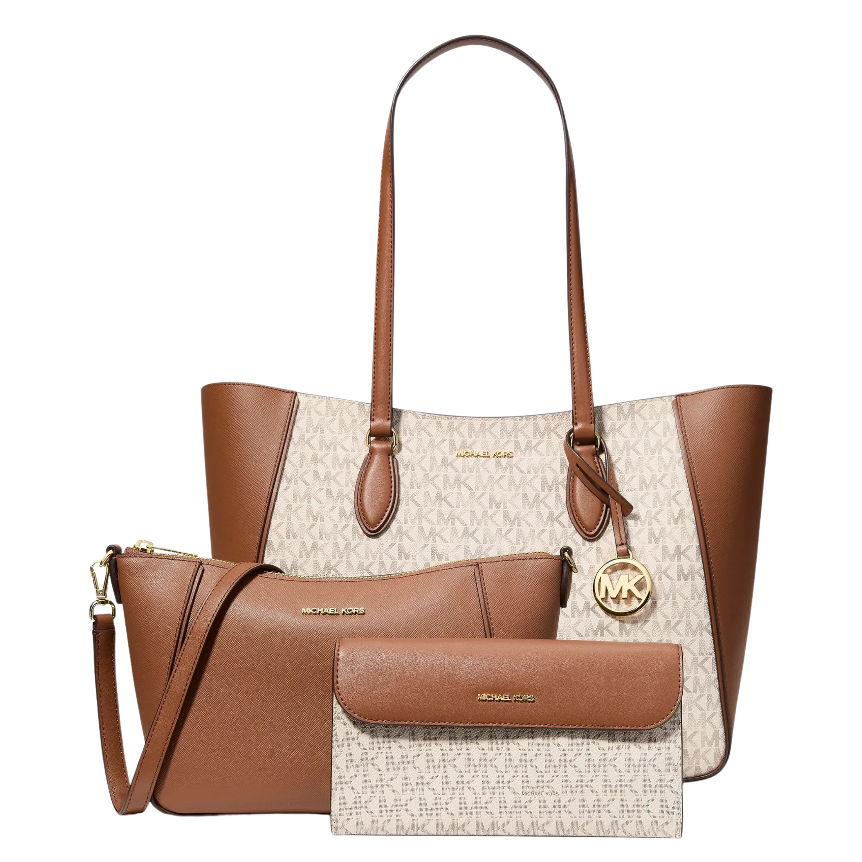 Michael Kors Women Jet Set Travel Large Signature Logo 3 In 1 Tote Bag - Vanilla