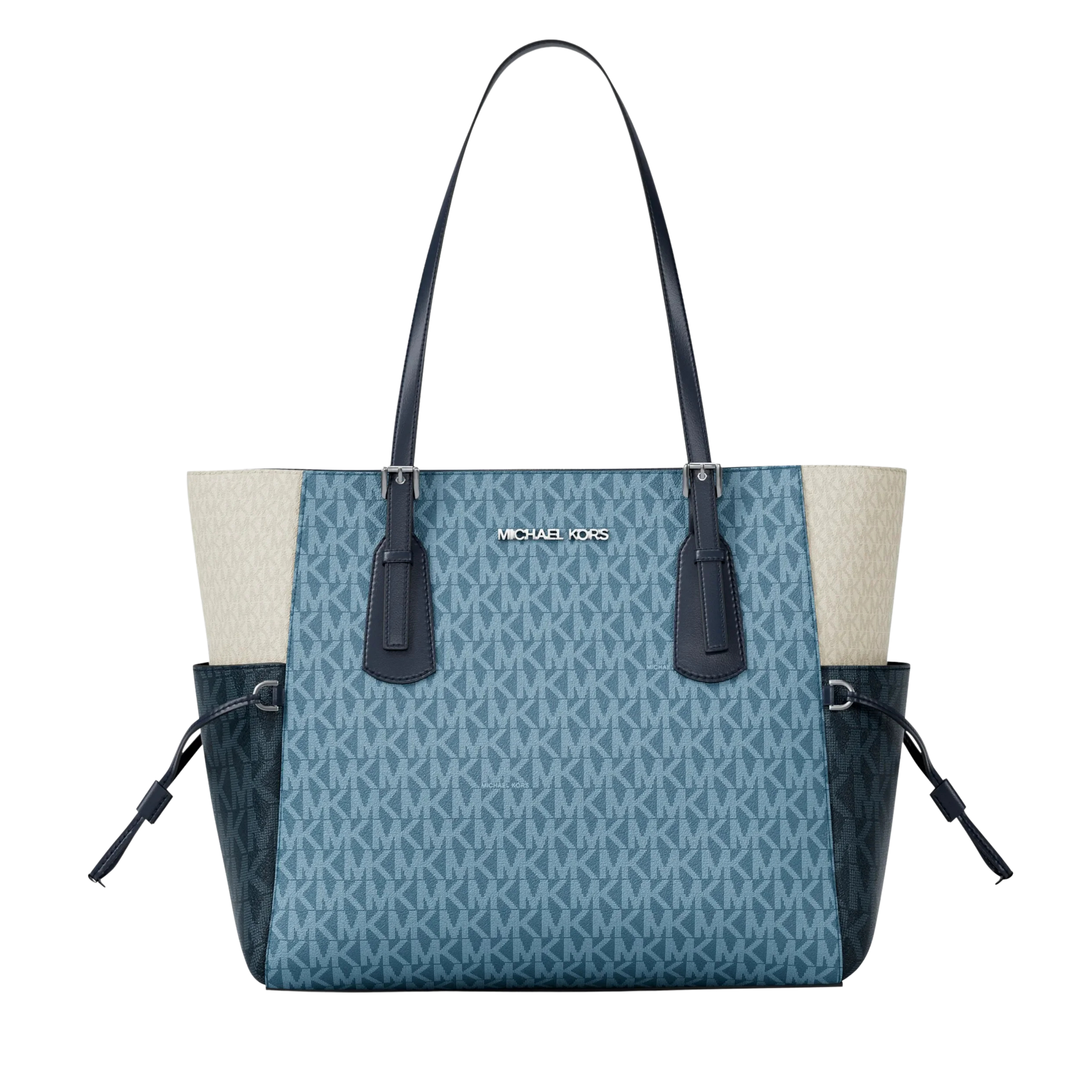 Michael Kors Women Voyager Large Color Block Signature Logo Tote Bag - Denim Multi