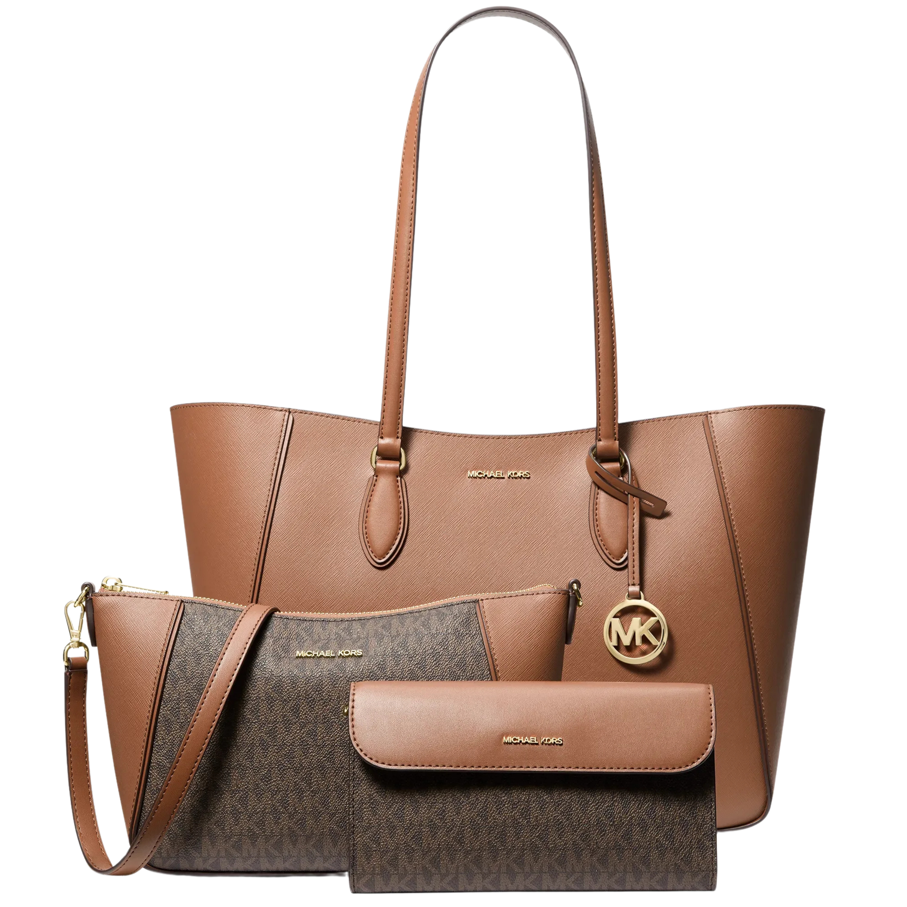 Michael Kors Women Jet Set Travel Large Signature Logo 3 In 1 Tote Bag - Luggage