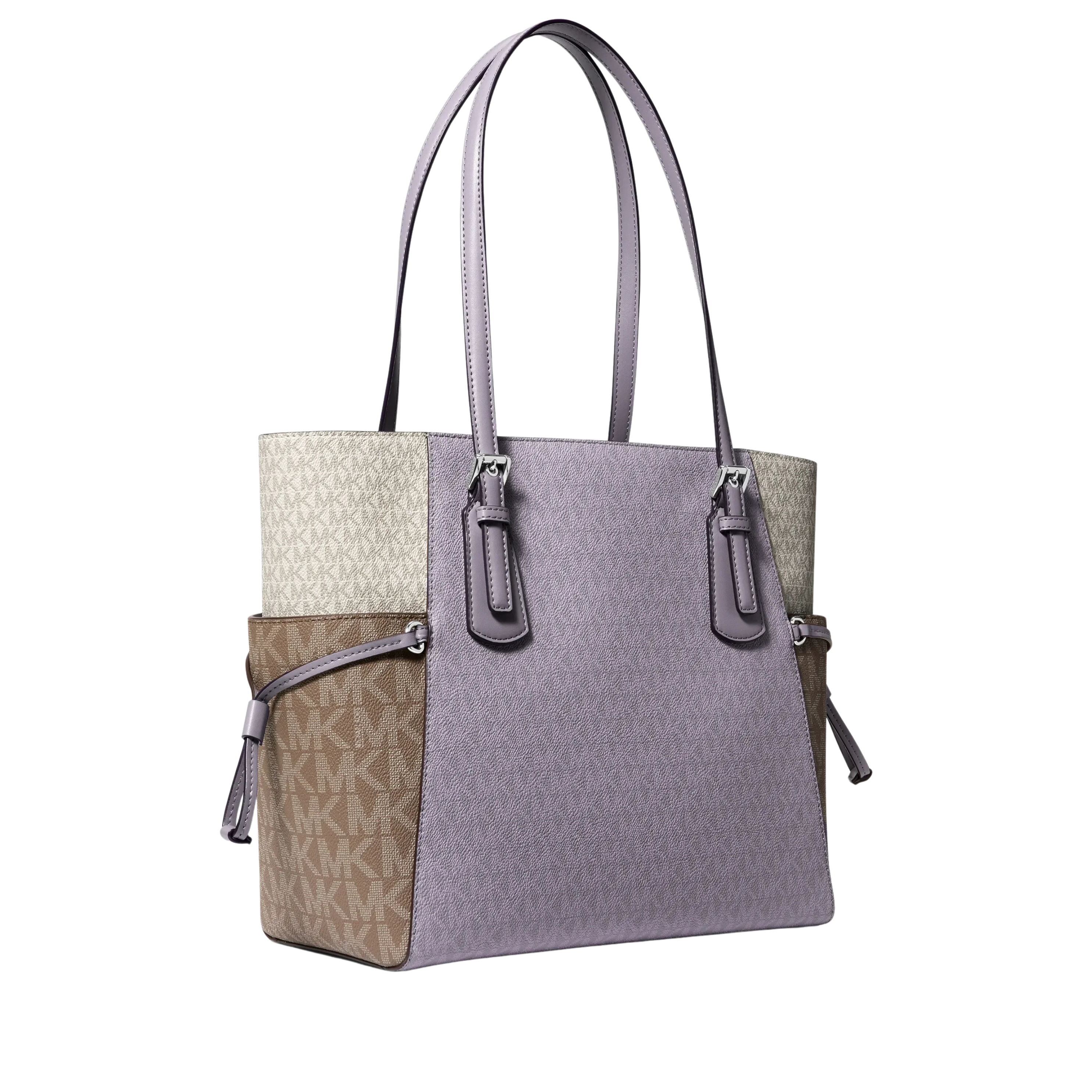 Michael Kors Women Voyager Large Color Block Signature Logo Tote Bag - Lilac