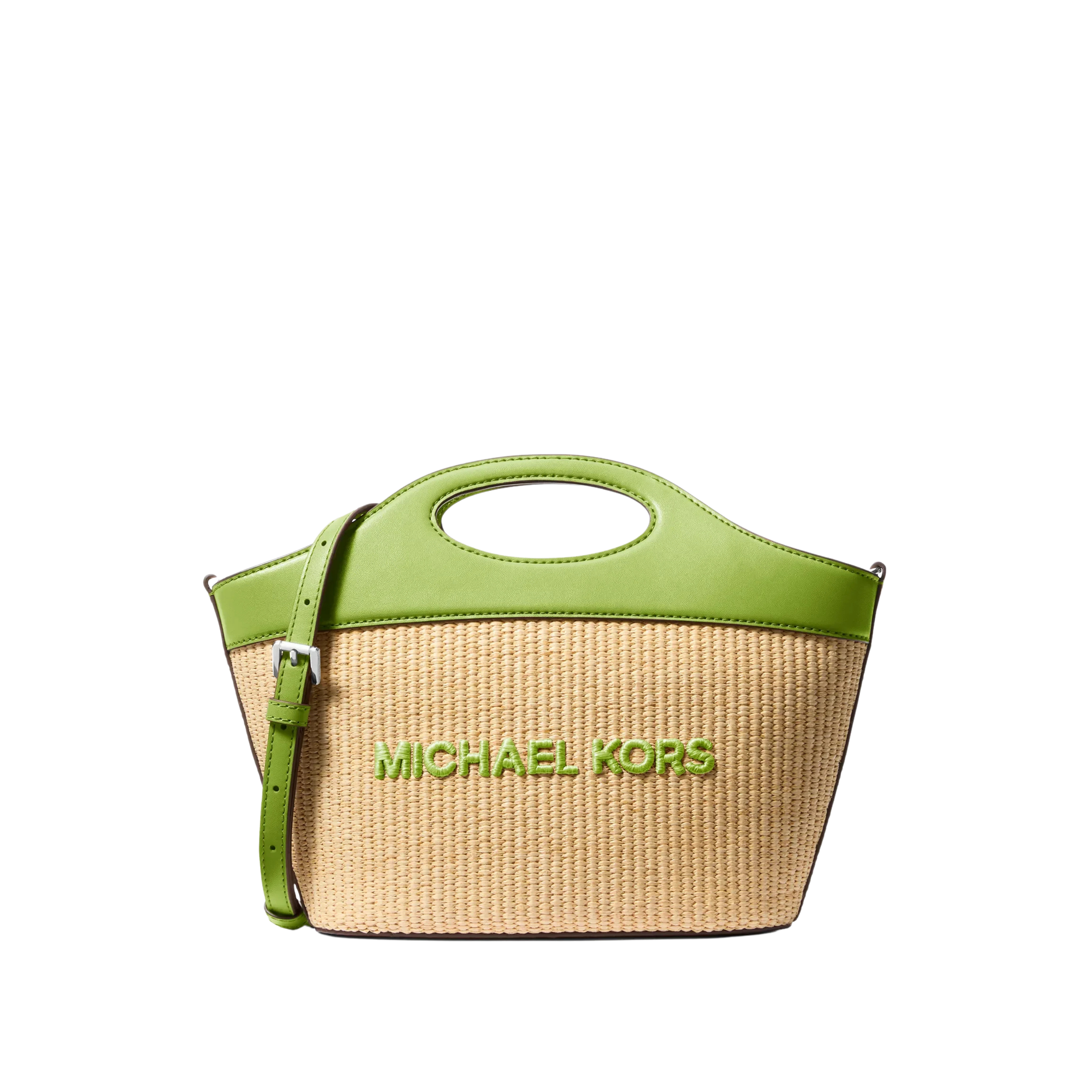 Michael Kors Women Tatum Medium Woven Convertible Crossbody Bag - Lime