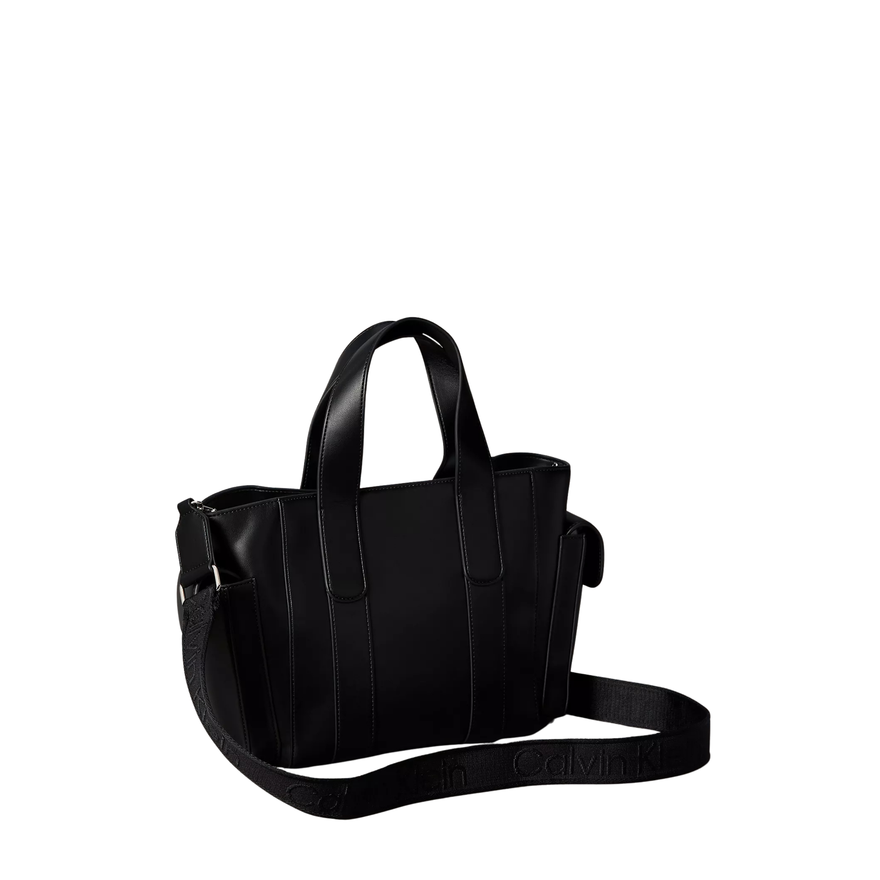 Calvin Klein Women Logo Webbing Strap Small Tote Bag - Black