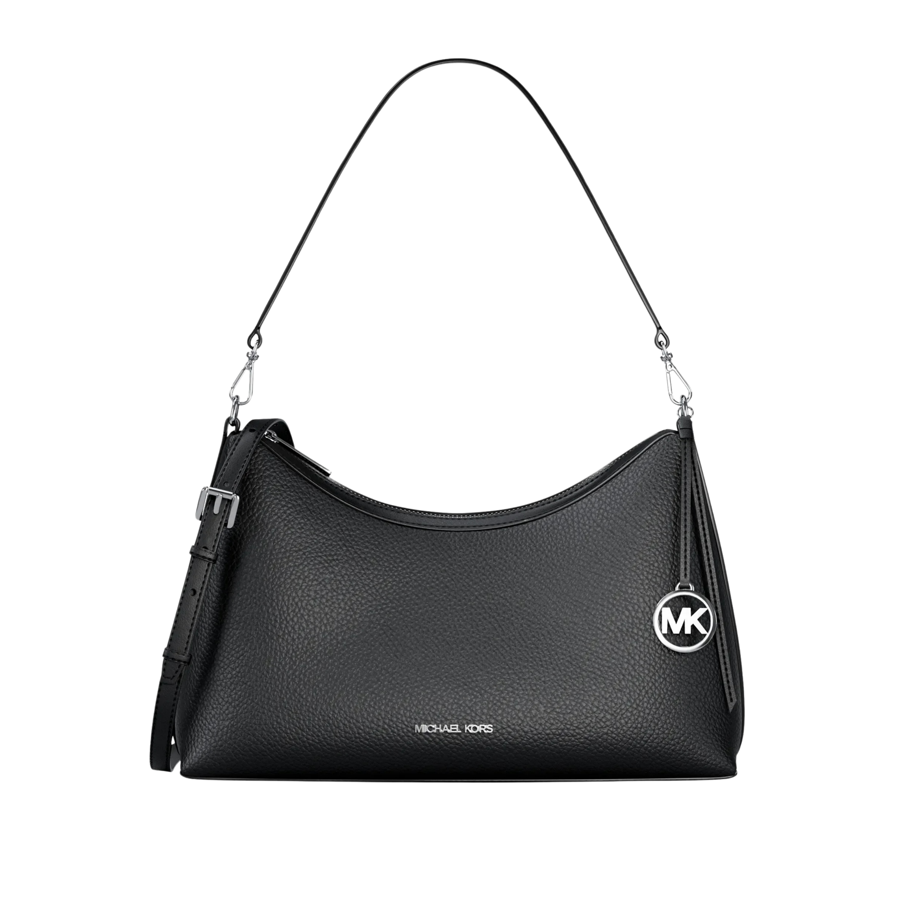 Michael Kors Women Sammy Medium Pebbled Leather Convertible Shoulder Bag - Black Silver