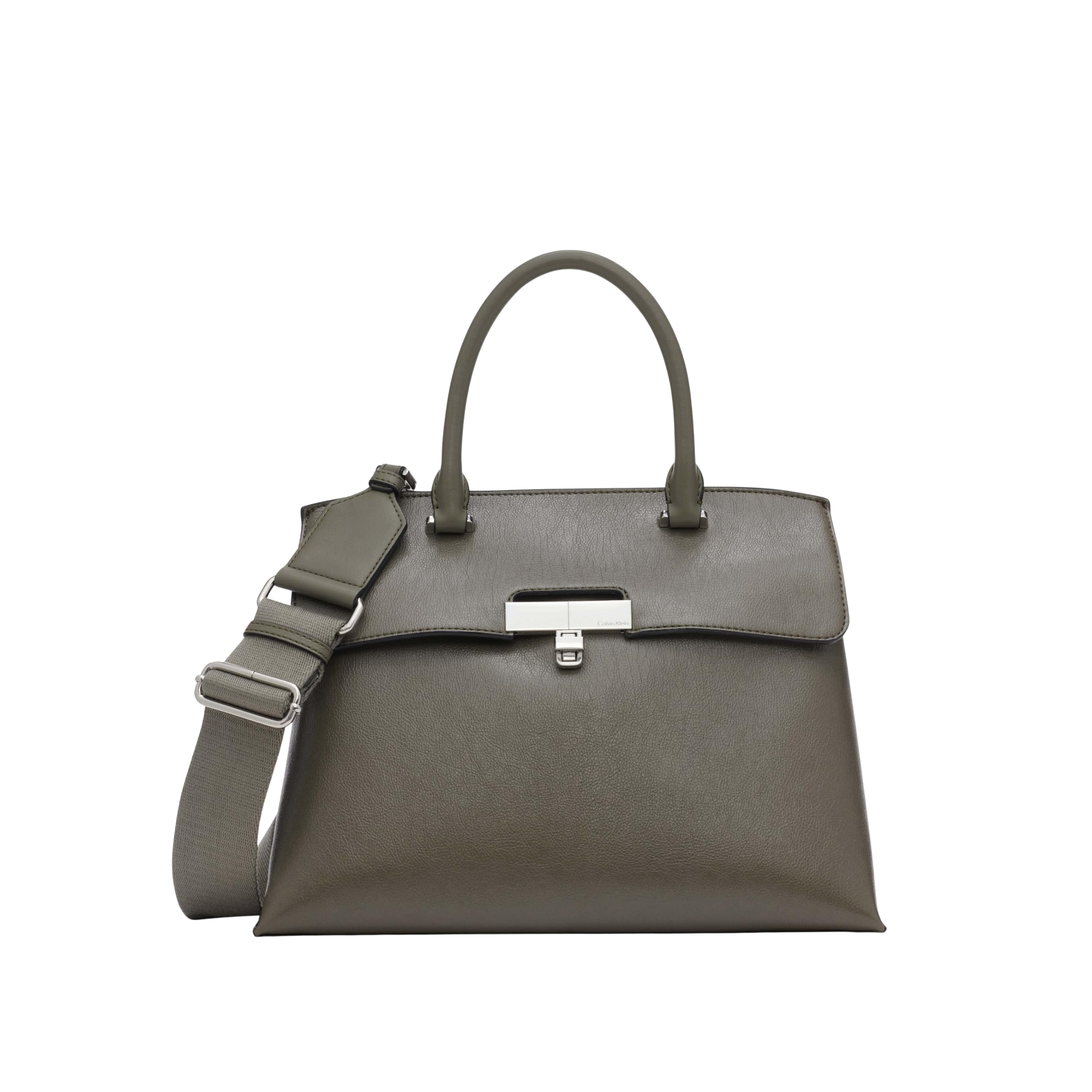 Calvin Klein Women Becky Turn Lock Satchel Bag - Dusty Olive