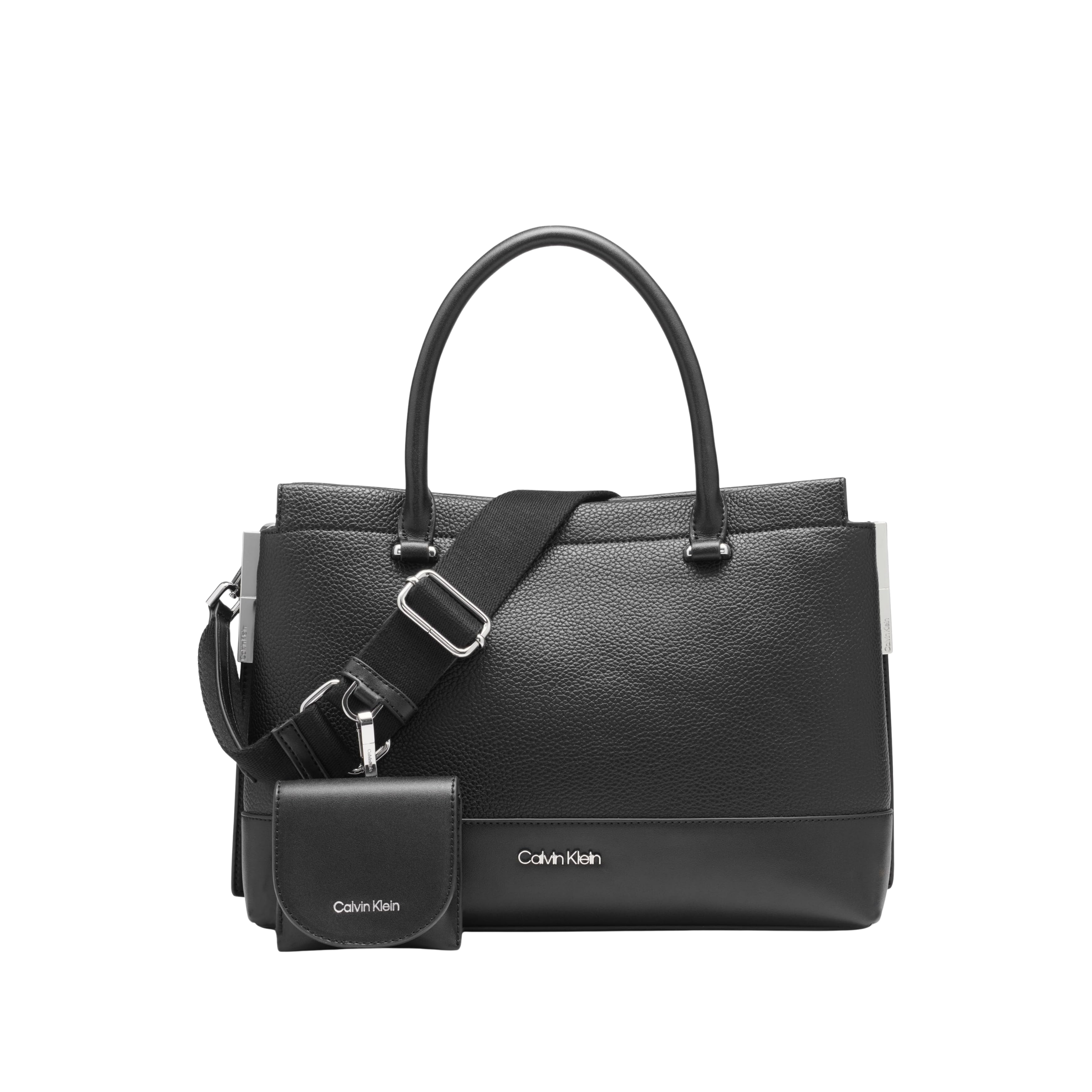 Calvin Klein Women Bianca Triple Compartment Satchel Bag - Black Silver