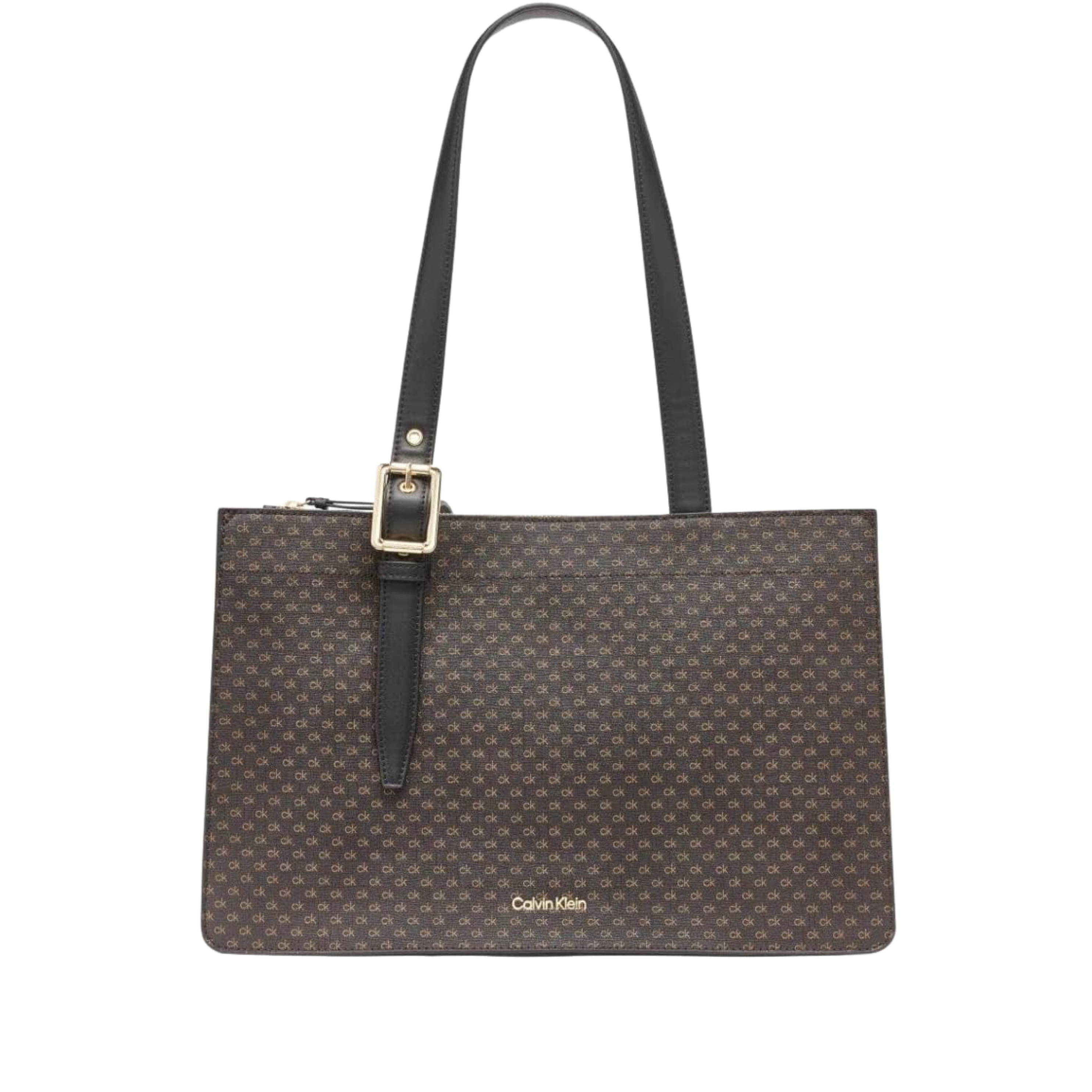 Calvin Klein Women Havana Novelty Organizational Tote Bag - Brown Khaki Black Mini