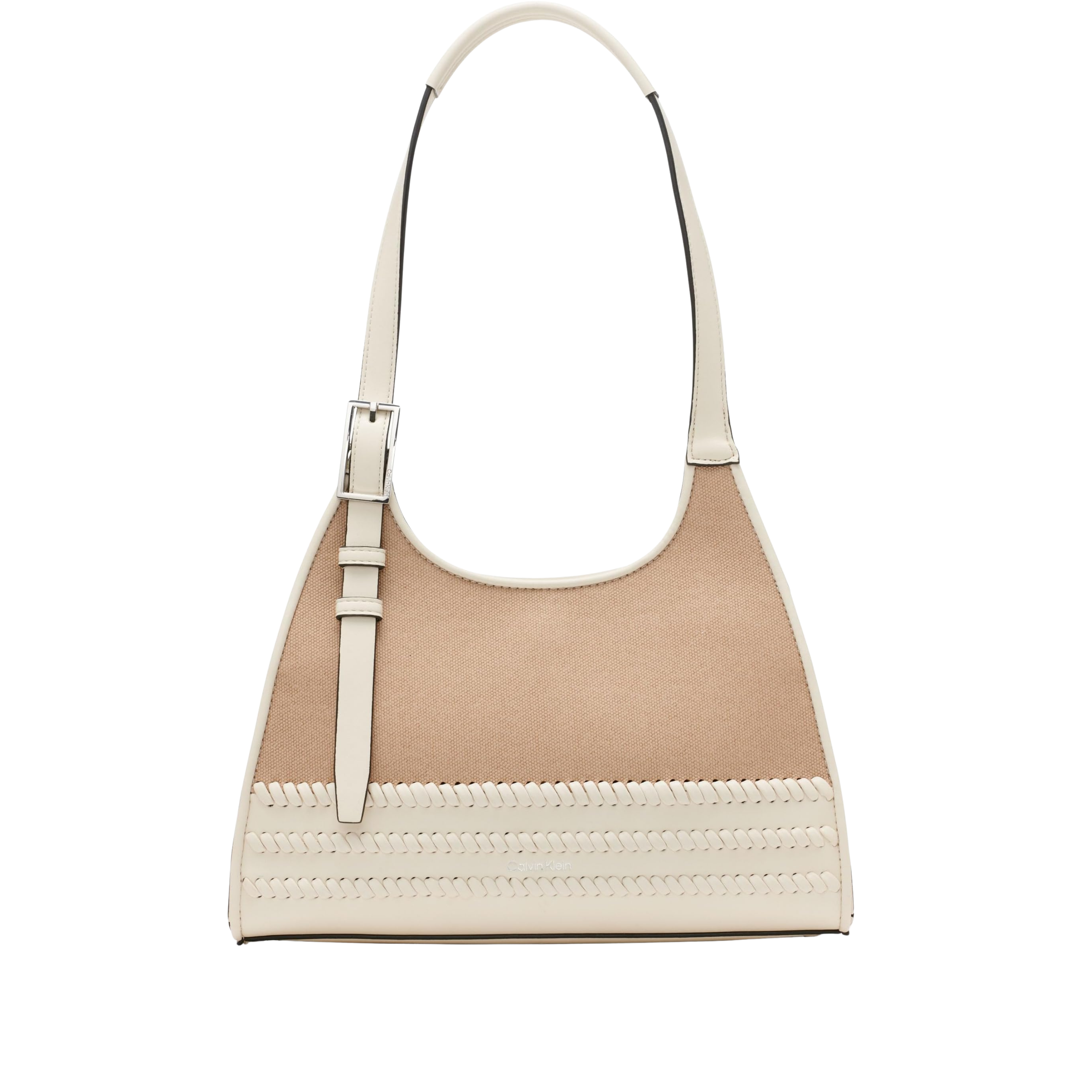 Calvin Klein Women Quill Triple Compartment Satchel Bag - Natural White Canvas