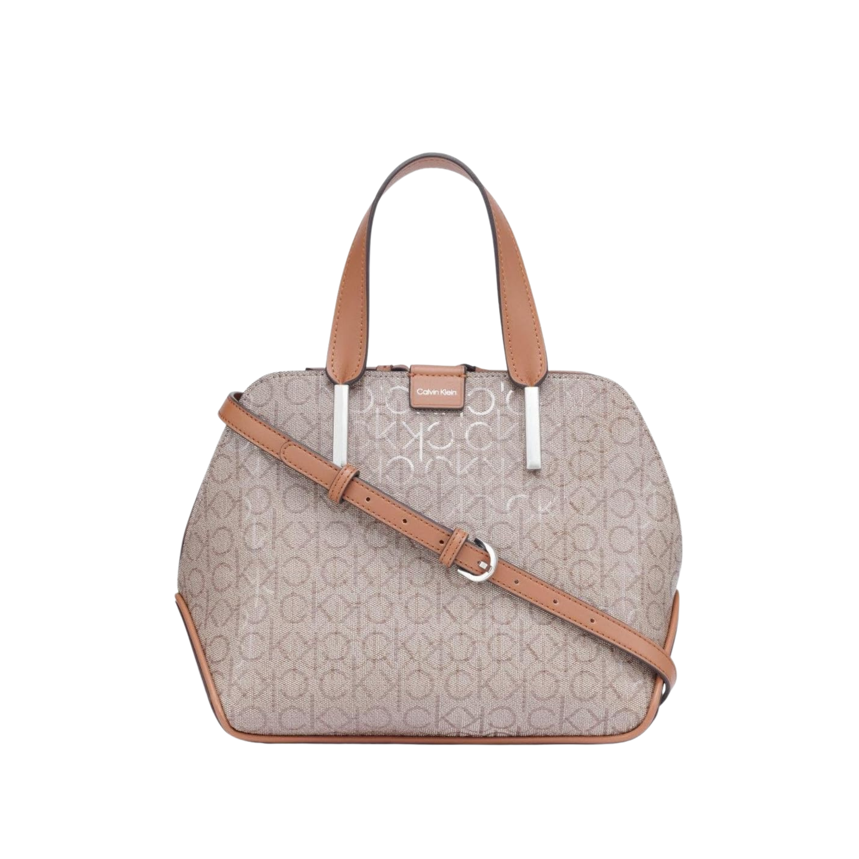 Calvin Klein Women Audrey Triple Compartment Satchel Bag - Almond Taupe Caramel
