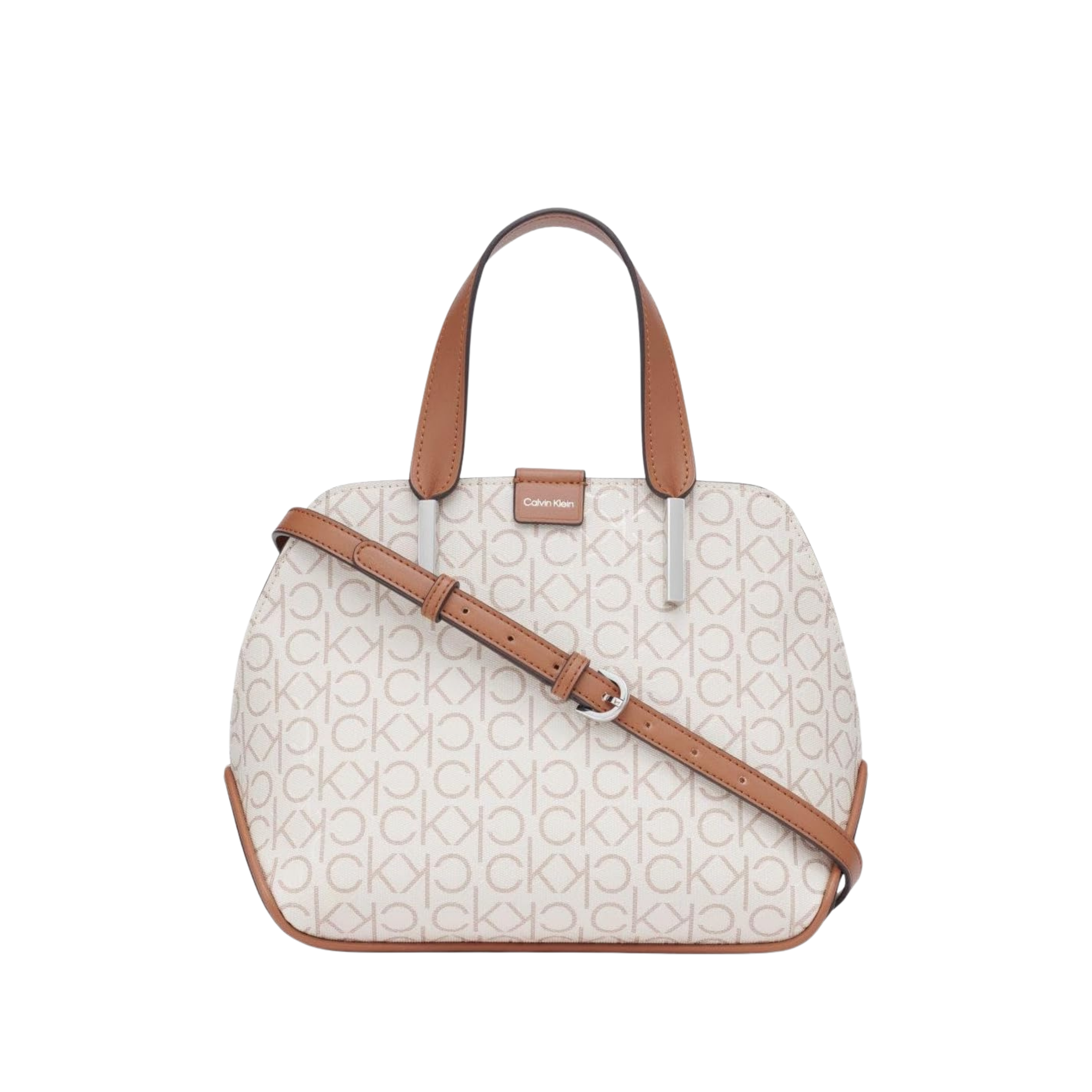 Calvin Klein Women Audrey Triple Compartment Satchel Bag - Vanilla Khaki Caramel