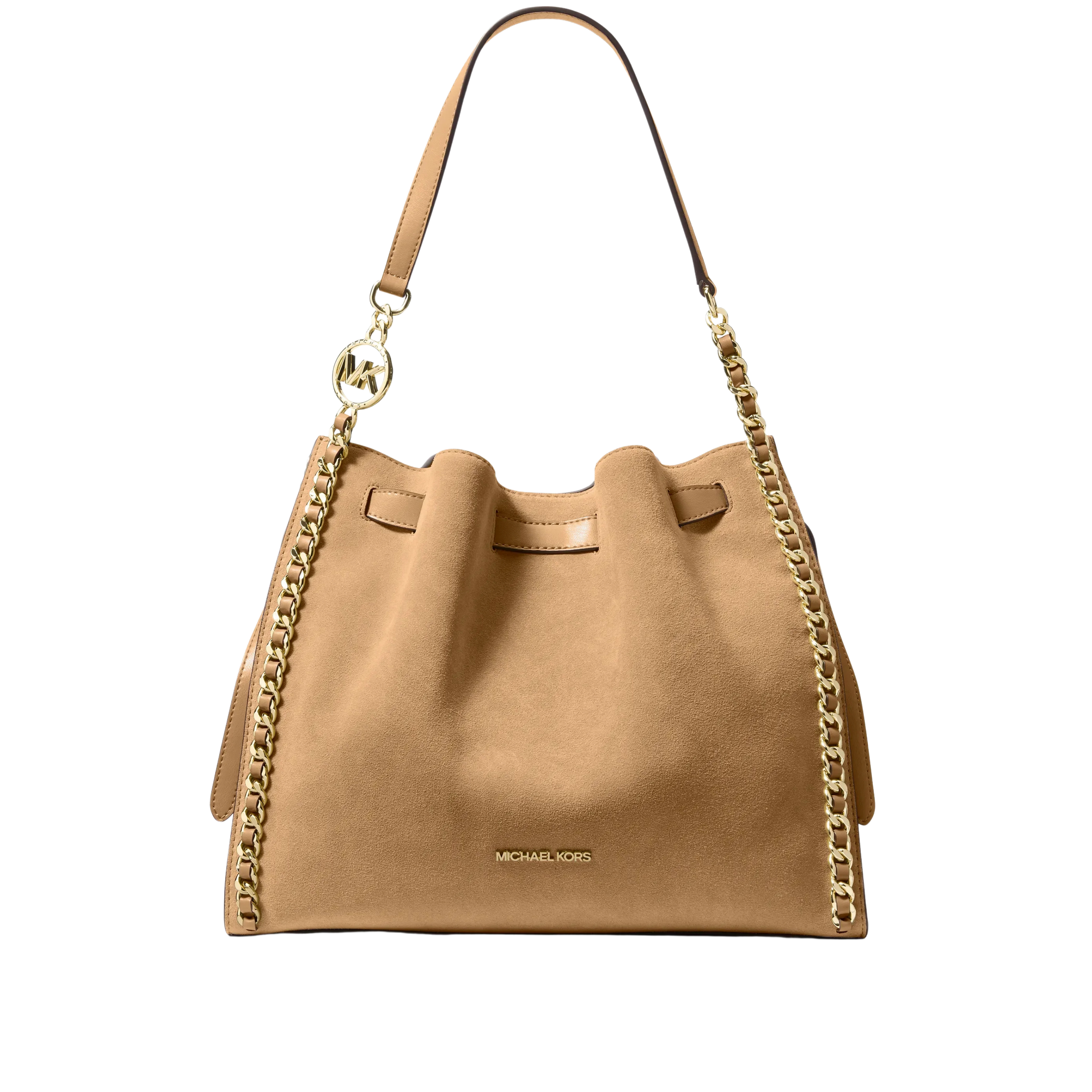 Michael Kors Women Mina Large Suede Chain Shoulder Bag - Camel