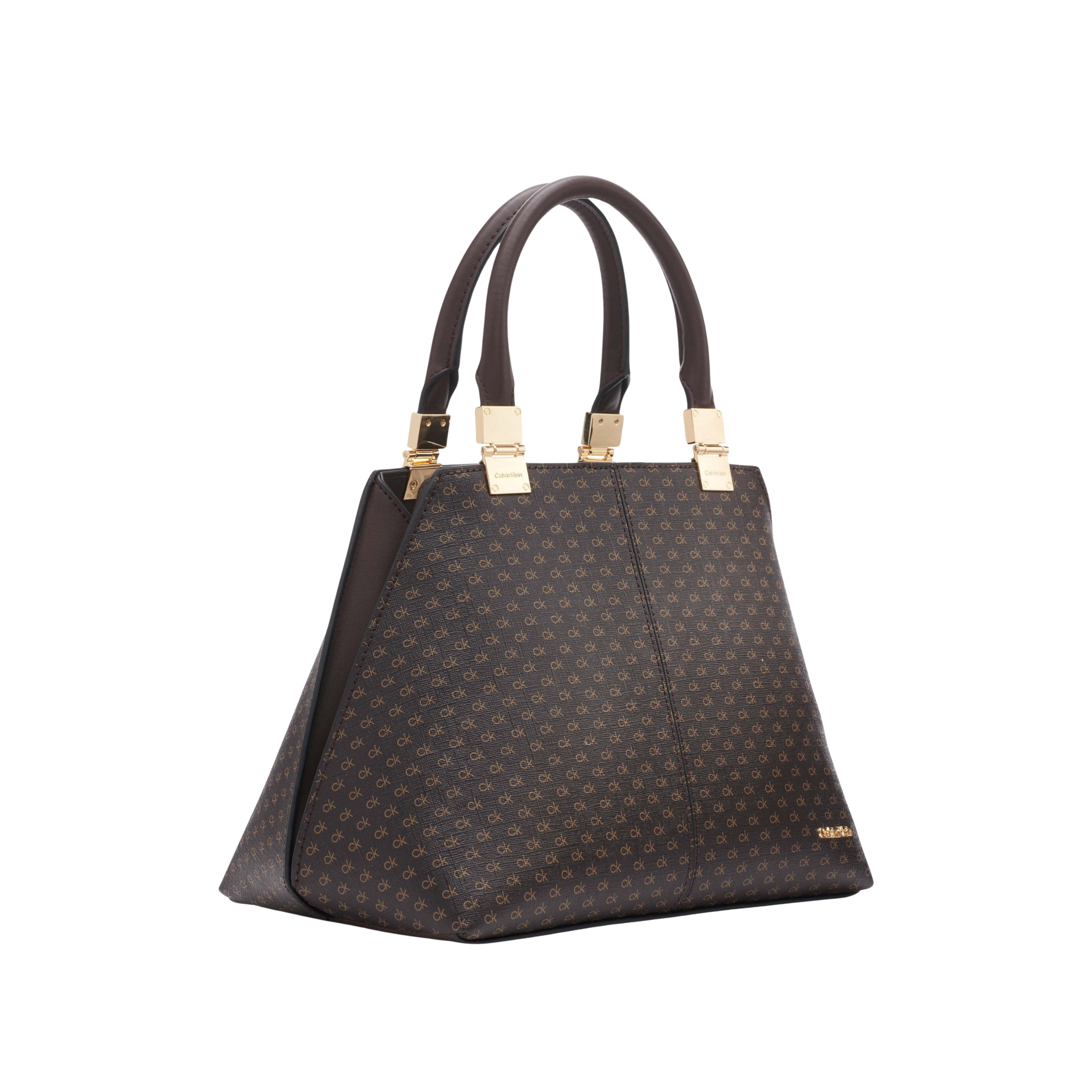 Calvin Klein Women Granite Geometric Satchel Bag - Brown Khaki Black