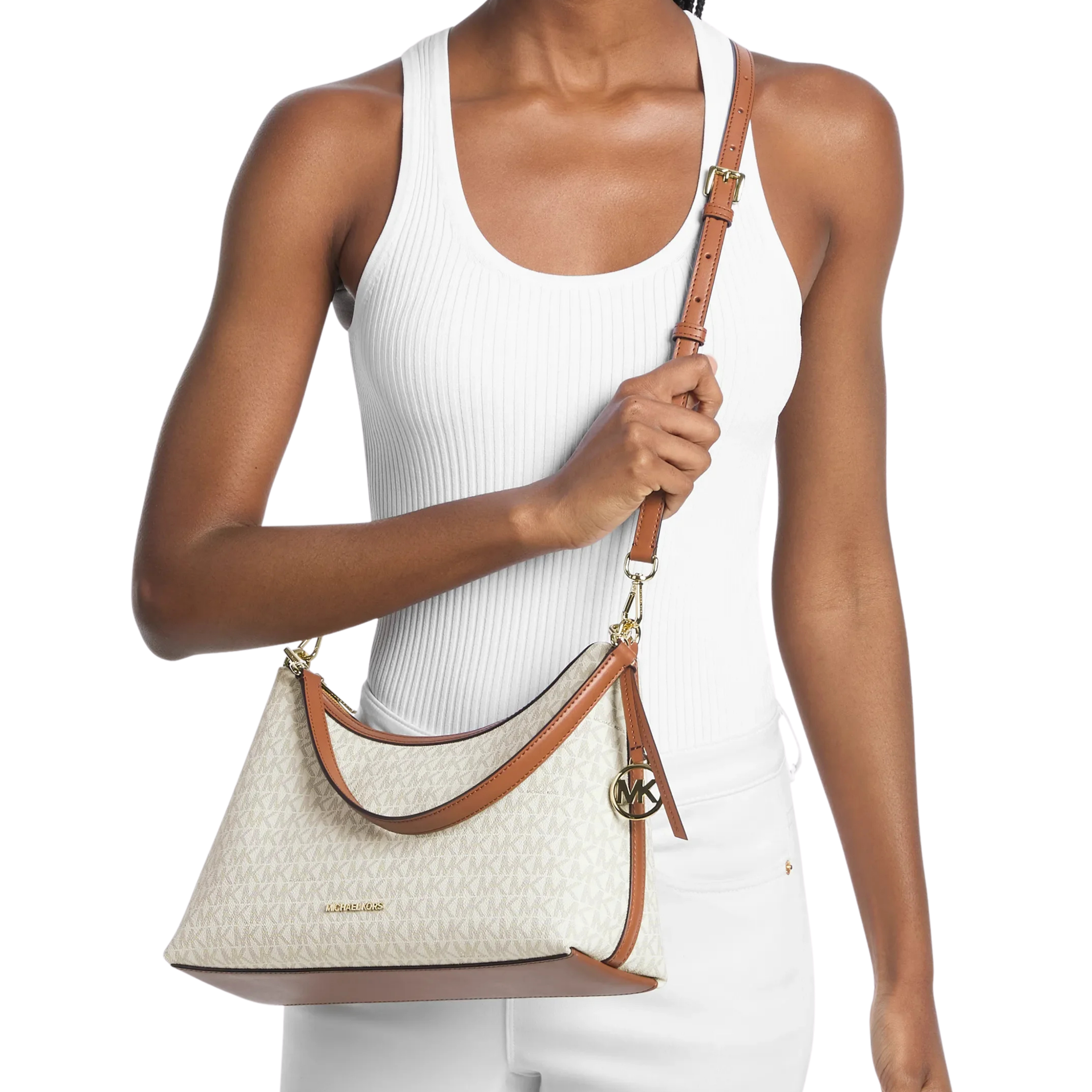 Michael Kors Women Sammy Medium Signature Logo Convertible Shoulder Bag - Vanilla