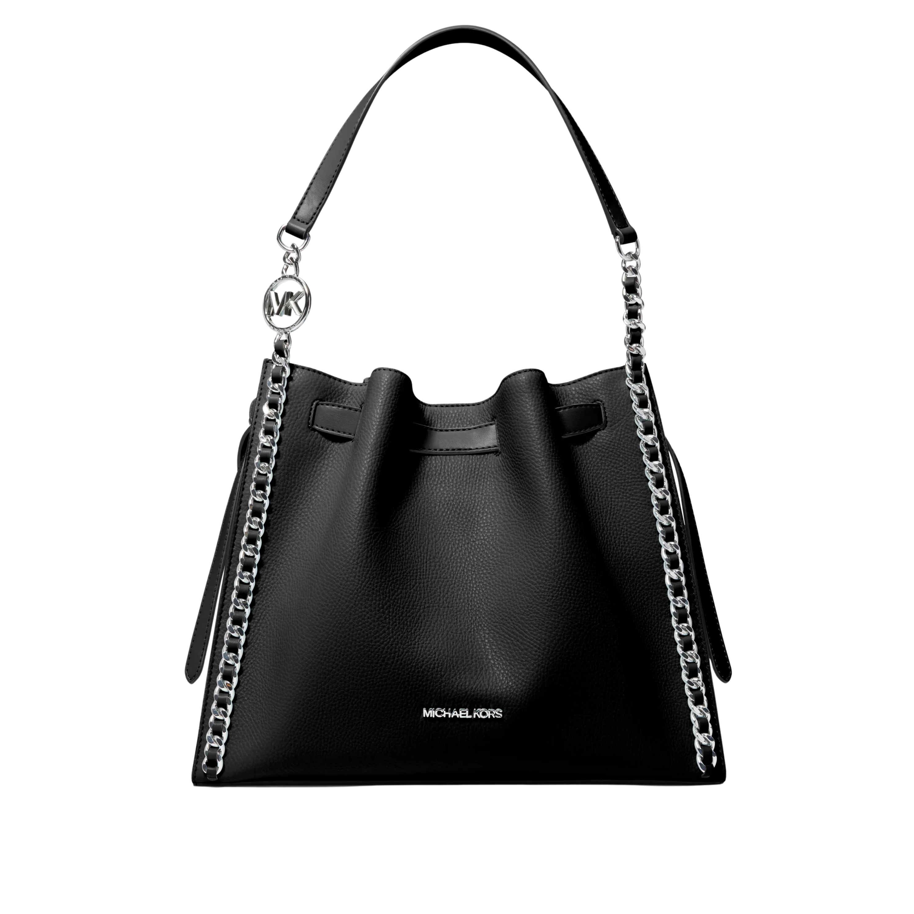 Michael Kors Women Mina Large Chain Shoulder Bag - Black Silver