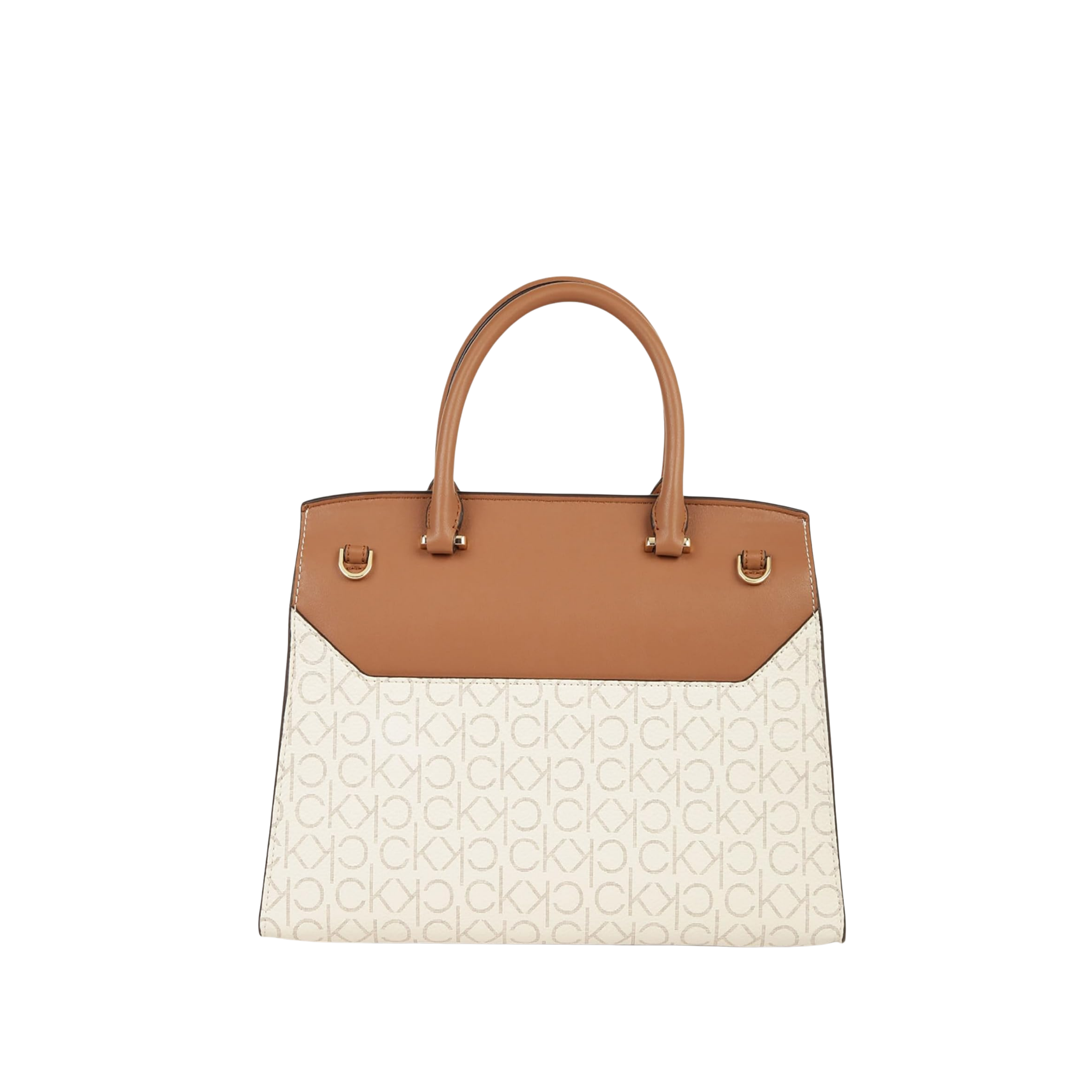Calvin Klein Women Becky Turn Lock Satchel Bag - Vanilla Khaki Caramel
